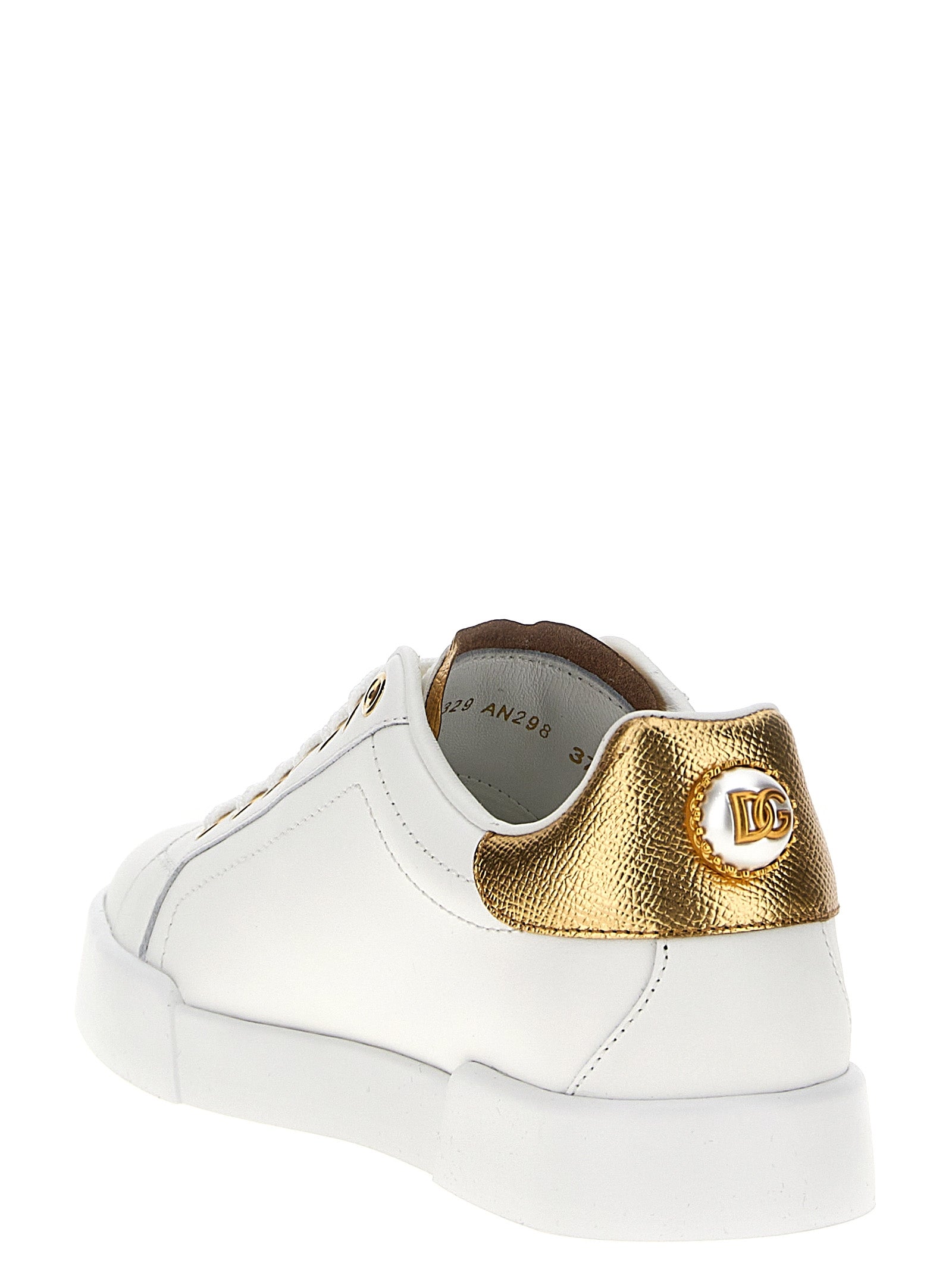 Dolce & Gabbana Gold Calfskin Low Top Sneakers Dolce & Gabbana