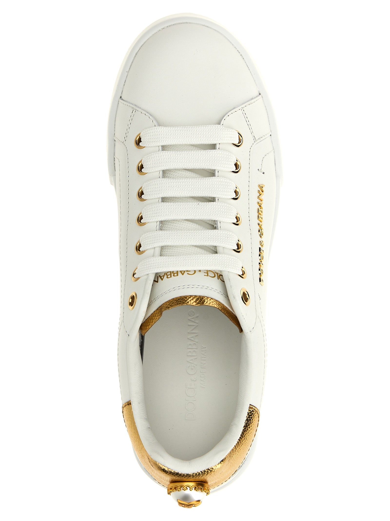 Dolce & Gabbana Gold Calfskin Low Top Sneakers Dolce & Gabbana