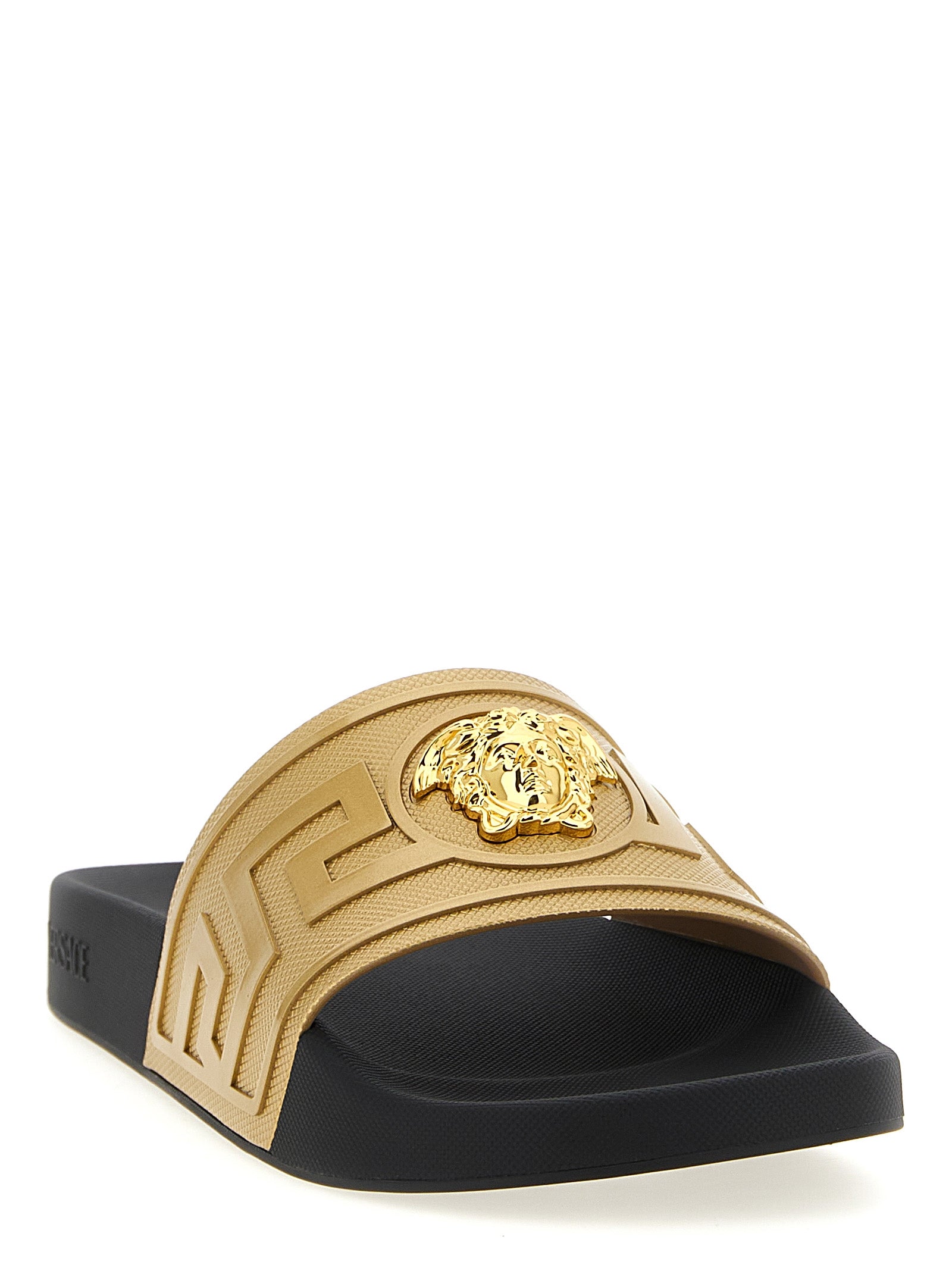 Versace Gold Glass Slides Versace