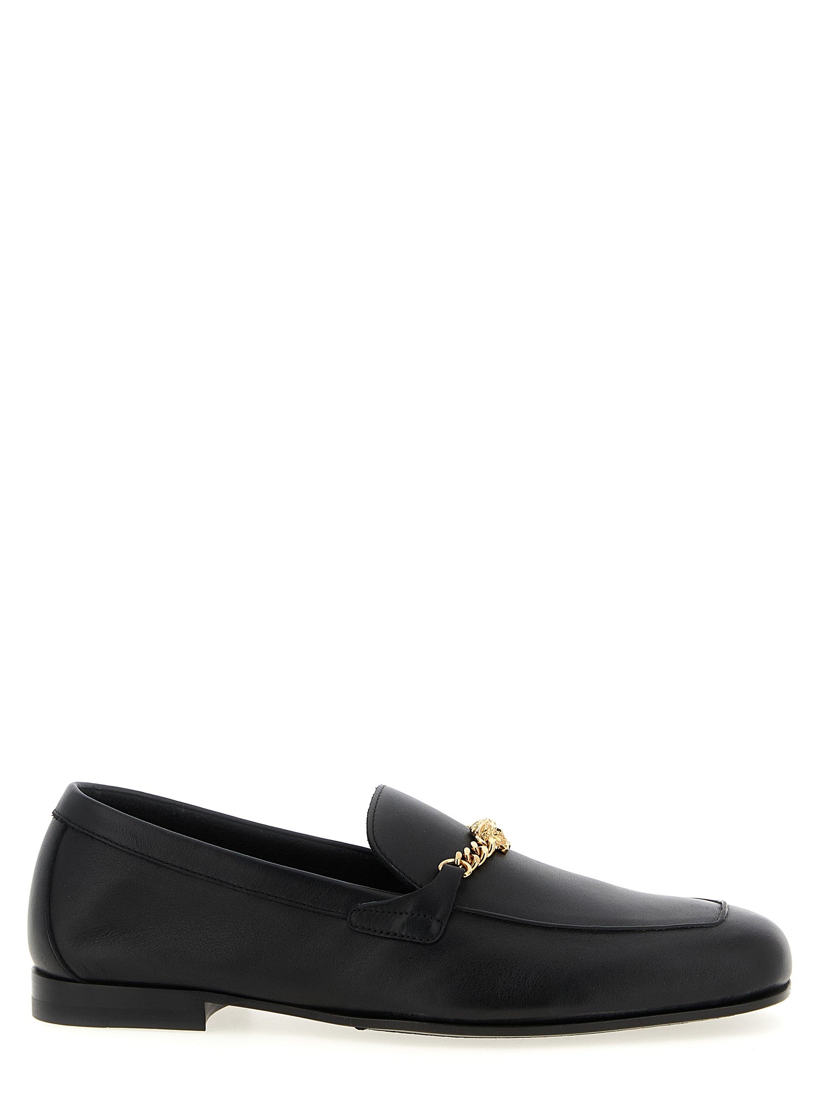 Versace Black Calfskin Slip-On Loafers Versace