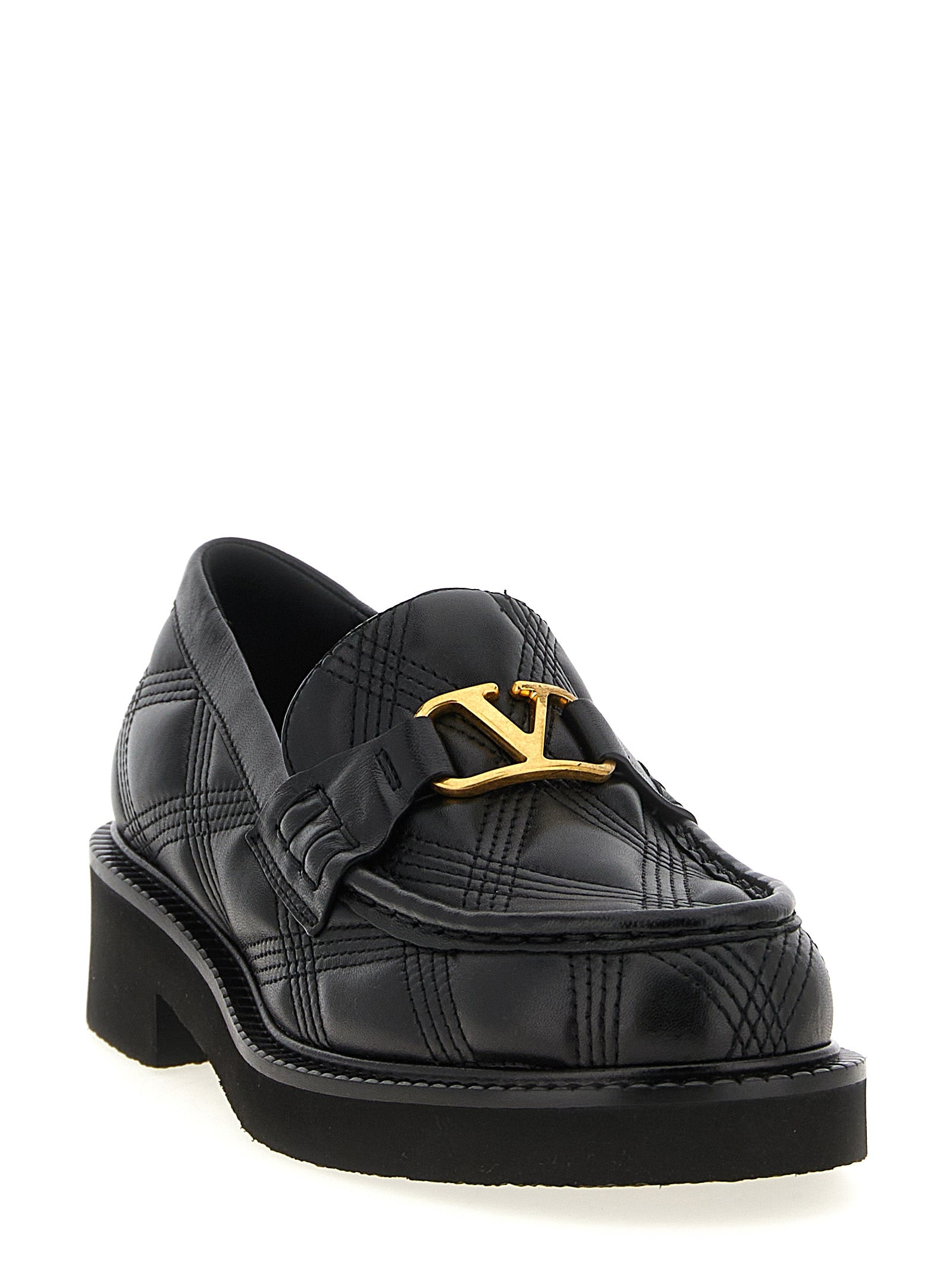 Valentino Garavani Black Lamb Leather Slip-On Loafers Valentino Garavani