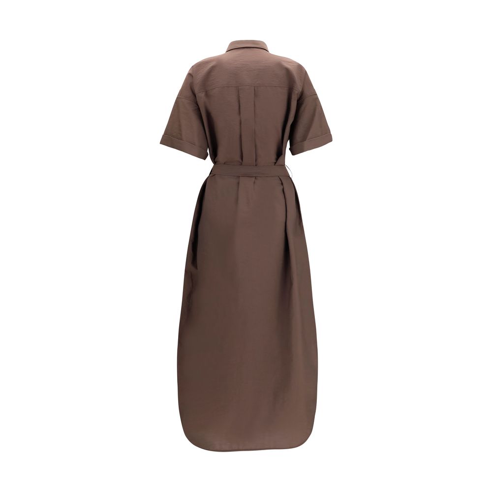 Brunello Cucinelli Brown Cotton Casual Dress Brunello Cucinelli
