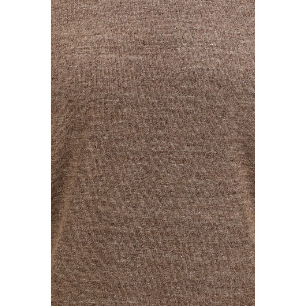Brunello Cucinelli Brown Linen T-Shirt Brunello Cucinelli