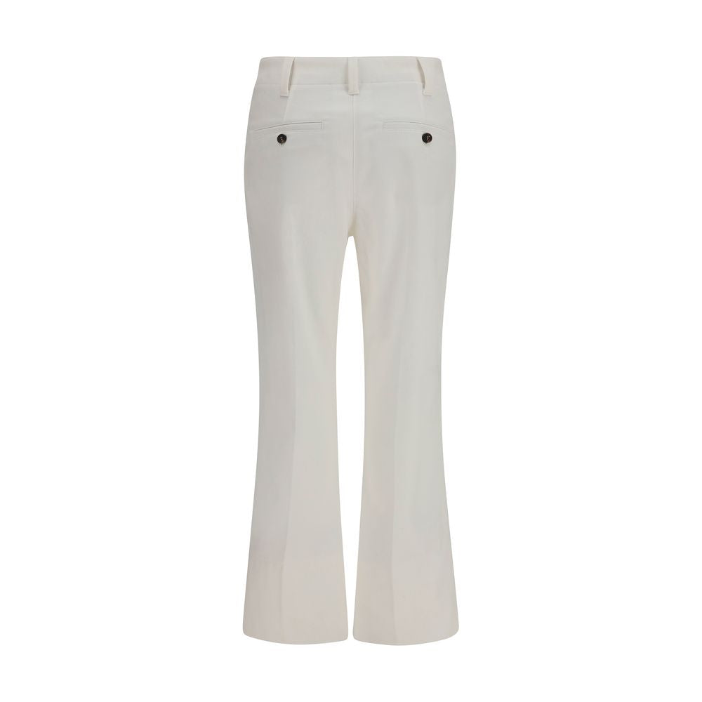 Brunello Cucinelli White Cotton Flared Pants Brunello Cucinelli