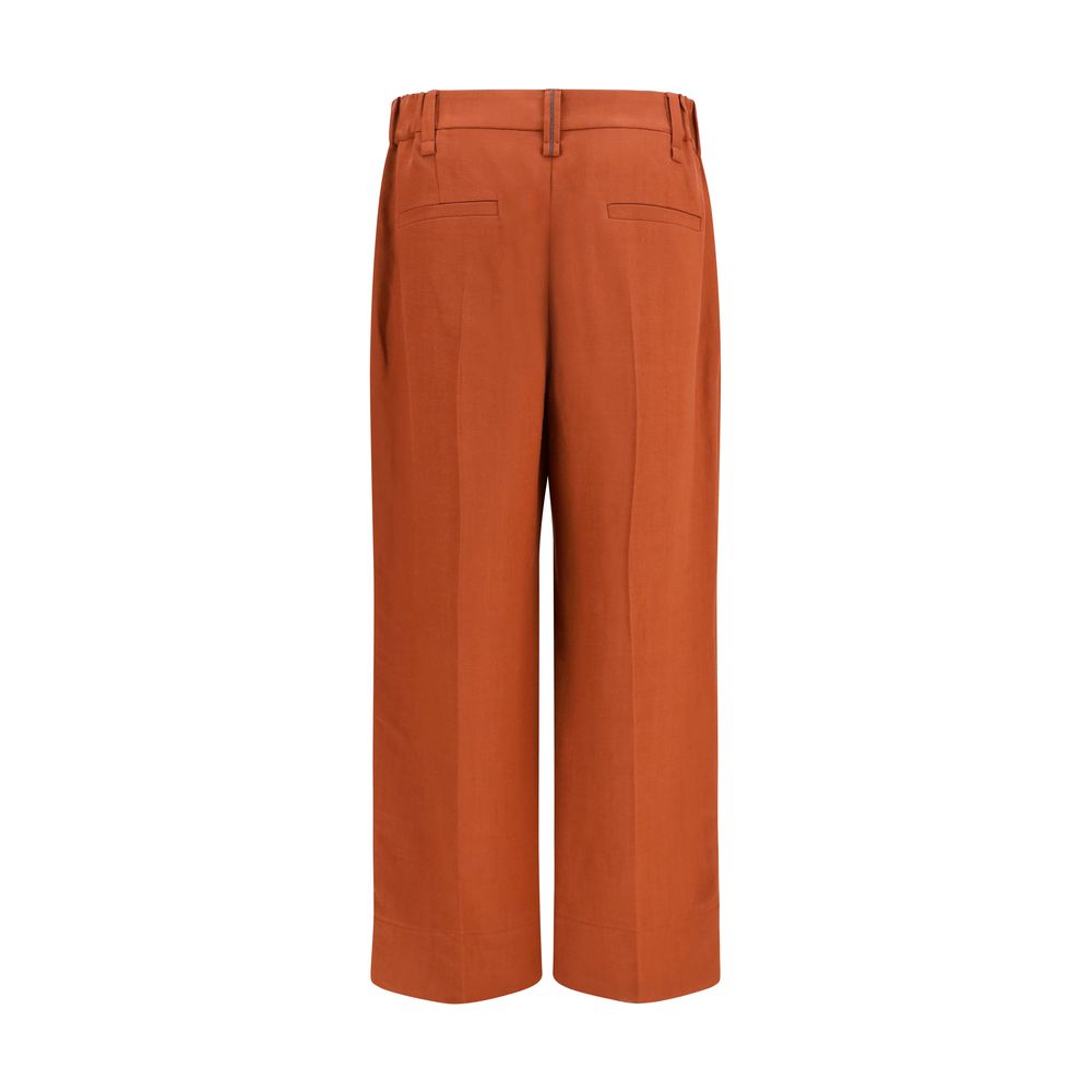 Brunello Cucinelli Brown Viscose Casual Pants Brunello Cucinelli