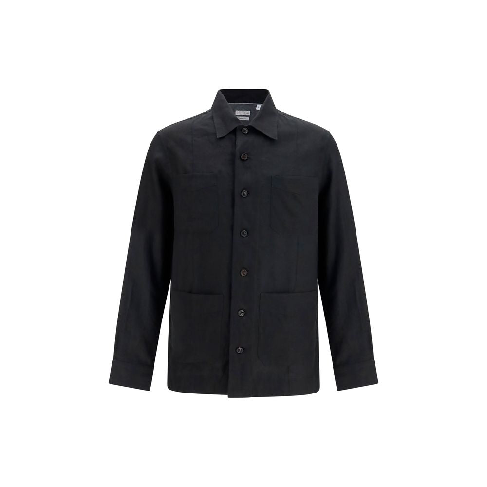 Brunello Cucinelli Black Linen Denim Jacket Brunello Cucinelli