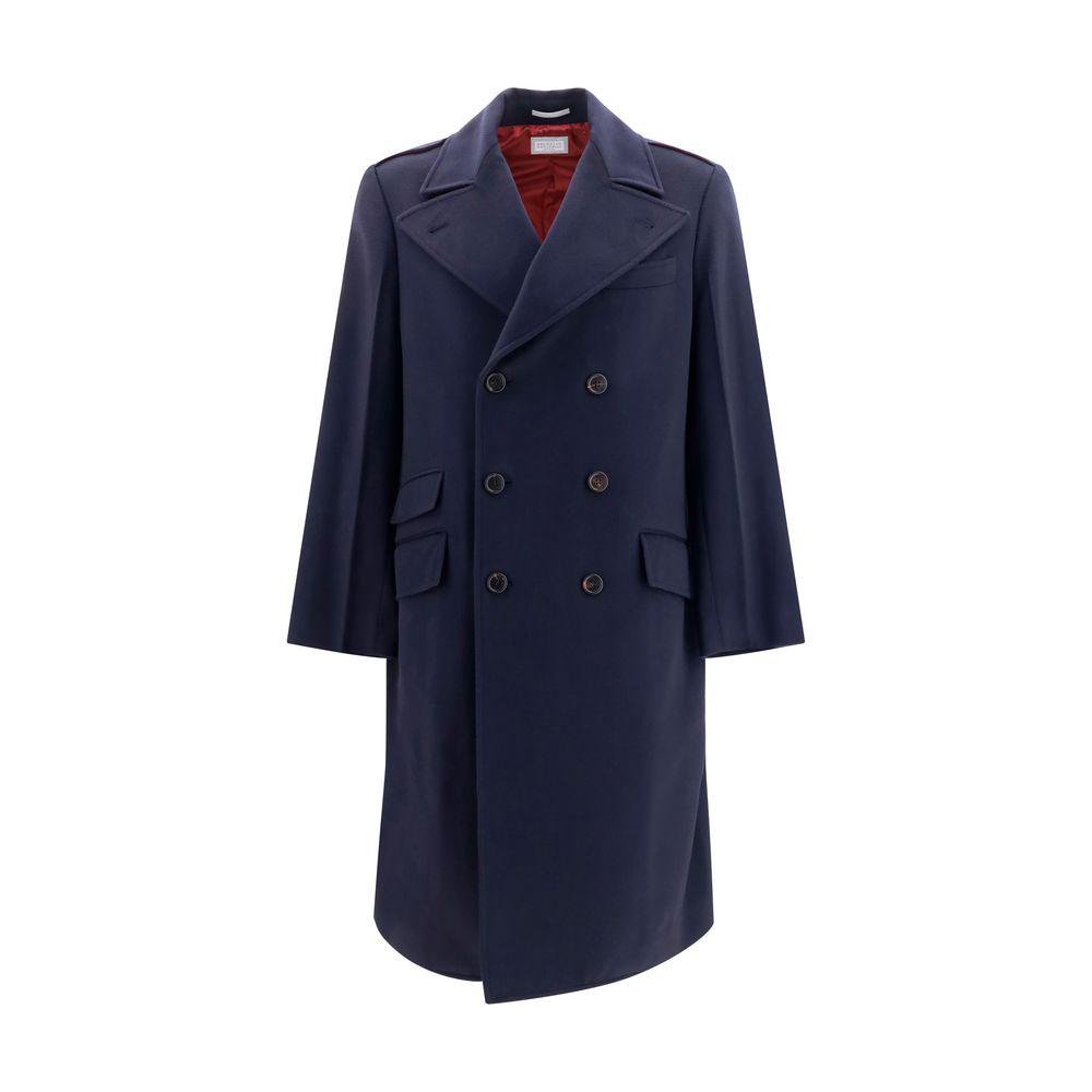 Brunello Cucinelli Blue Wool Oves Aries Coat Brunello Cucinelli