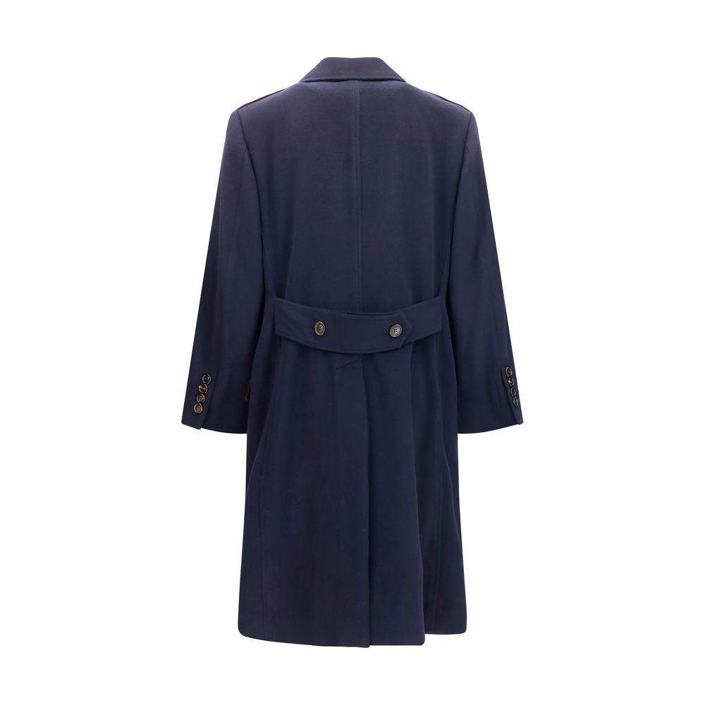 Brunello Cucinelli Blue Wool Oves Aries Coat Brunello Cucinelli