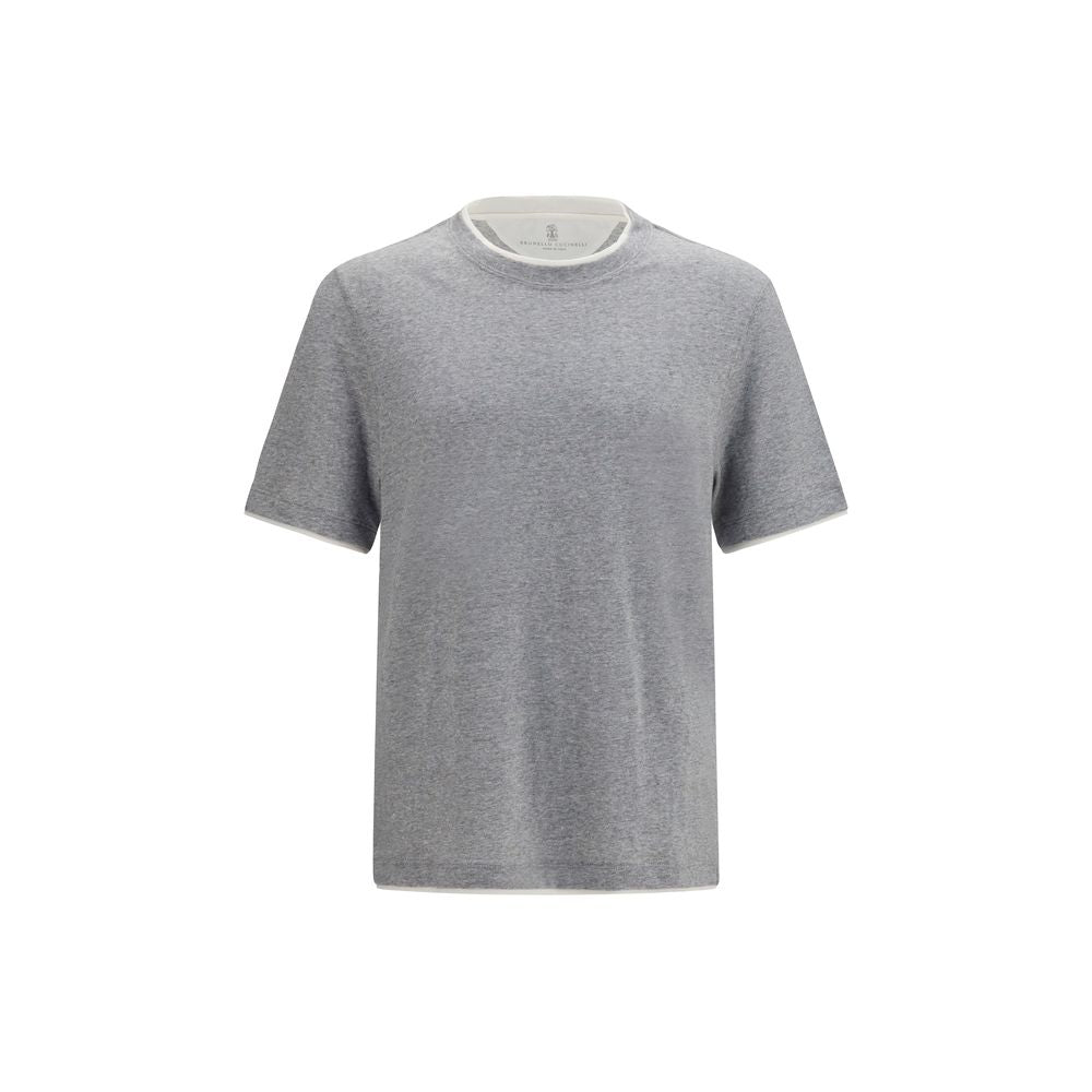 Brunello Cucinelli Gray Cotton T-Shirt Brunello Cucinelli
