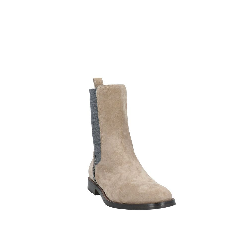 Brunello Cucinelli Beige Leather Chelsea Boots Brunello Cucinelli