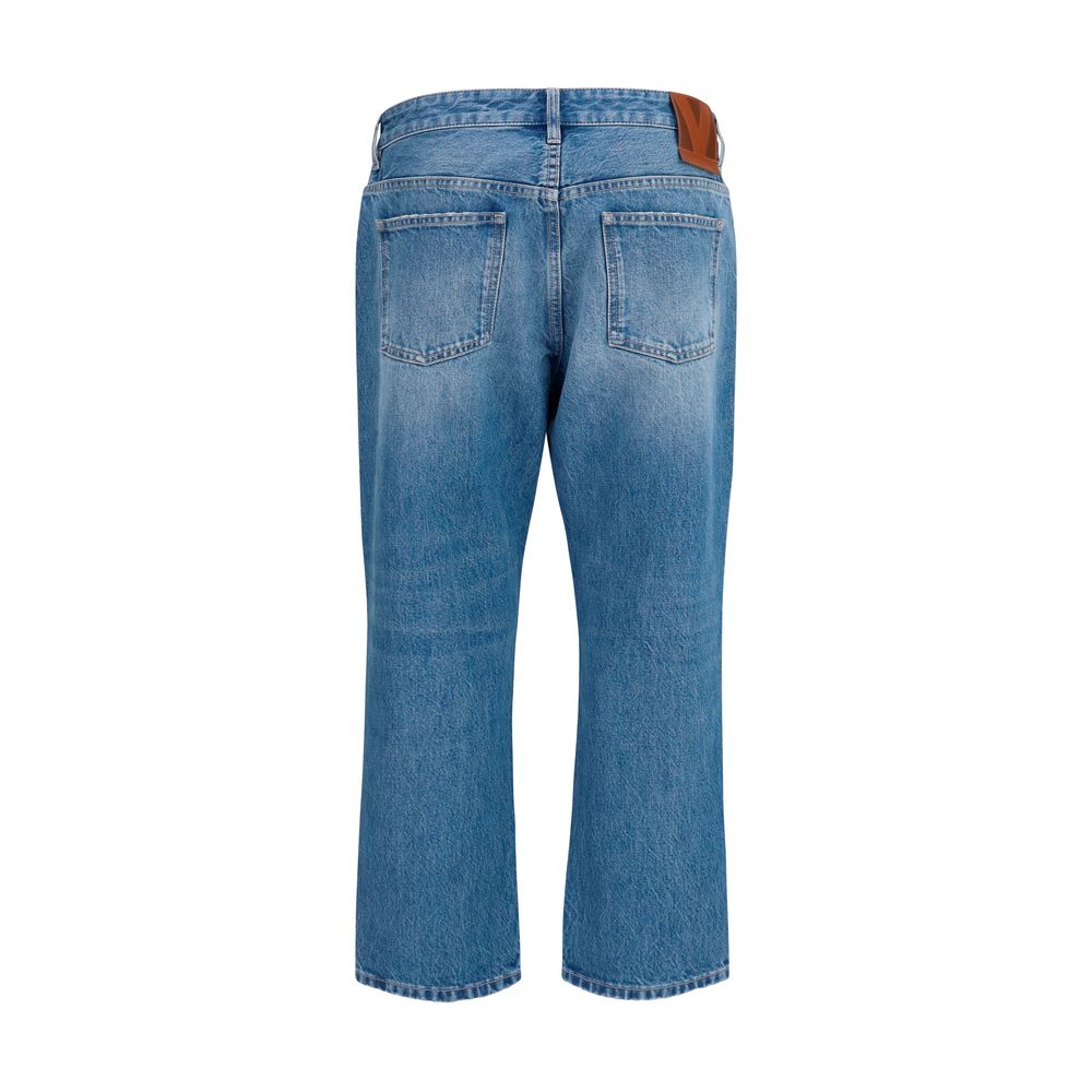 Valentino Blue Cotton Straight-Leg Jeans Valentino