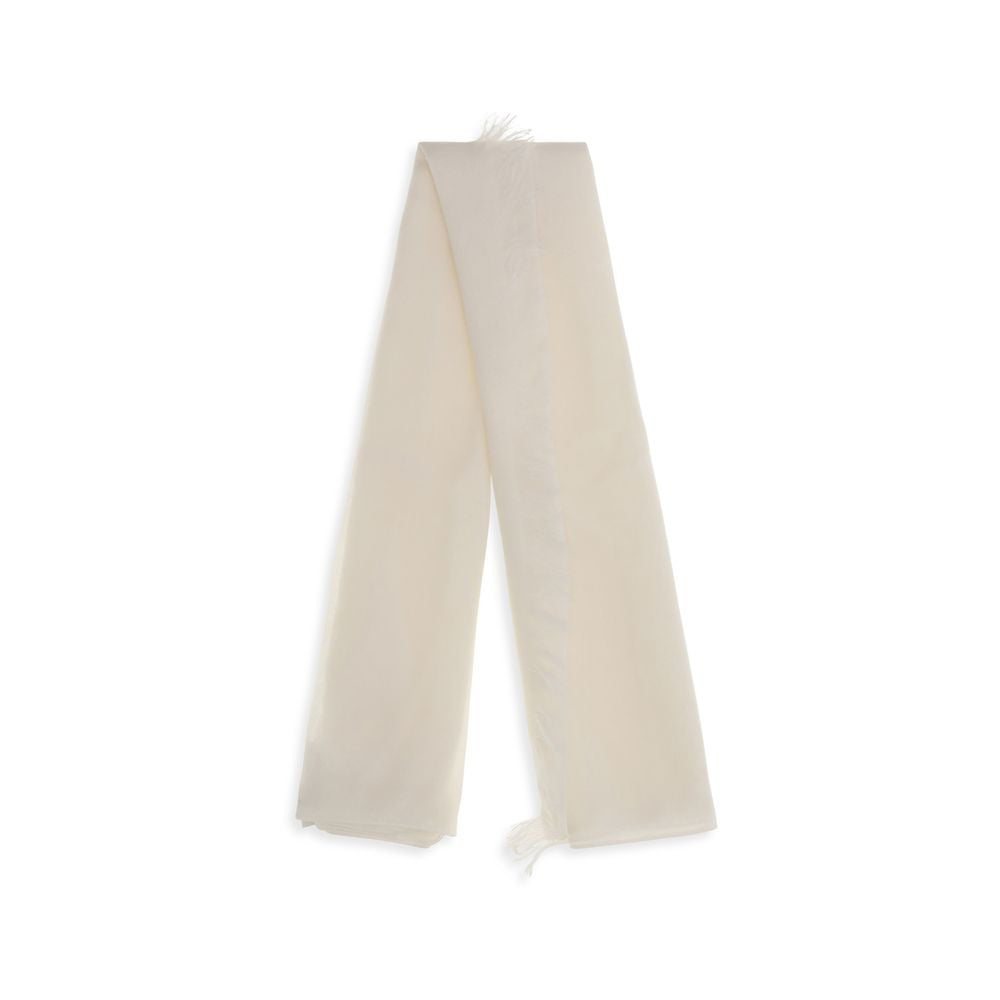 Brunello Cucinelli White Cashmere Scarf Brunello Cucinelli