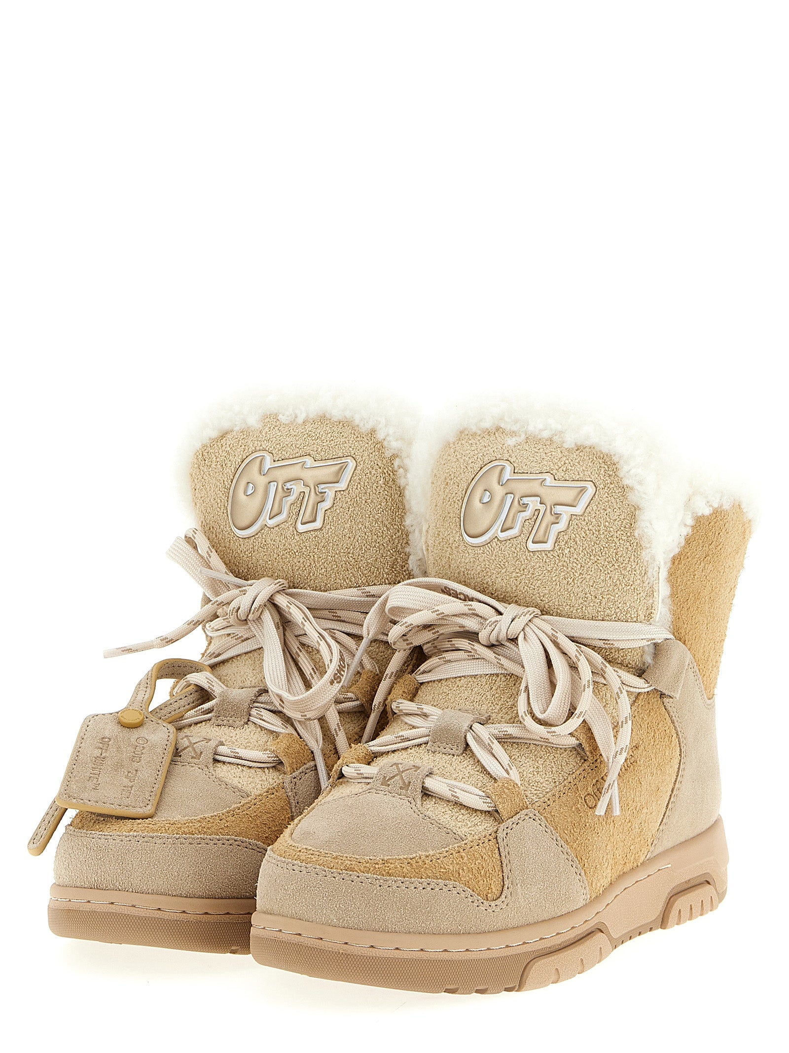 Off-White Beige Calfskin Ankle Boots Off-White