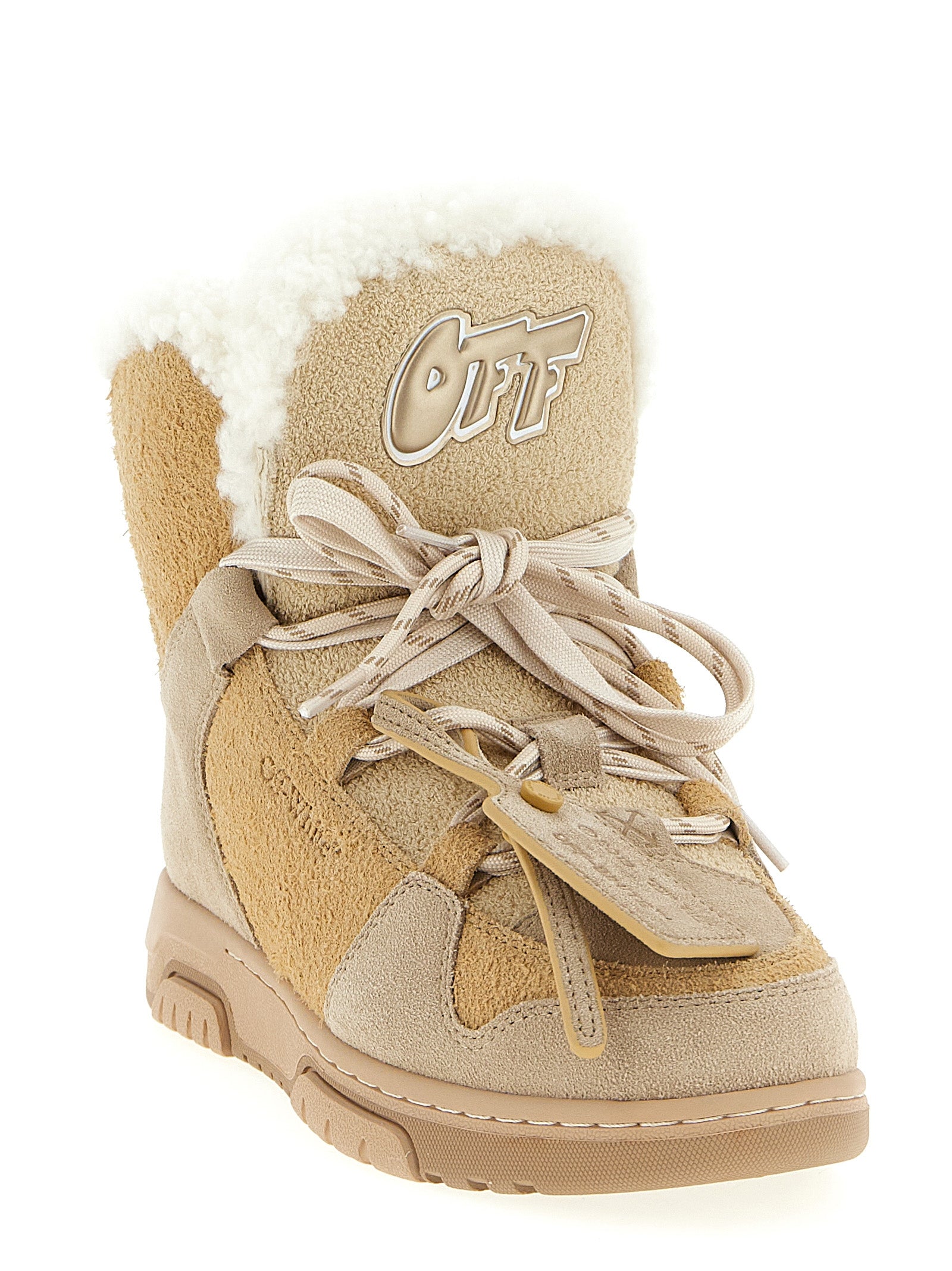 Off-White Beige Calfskin Ankle Boots Off-White