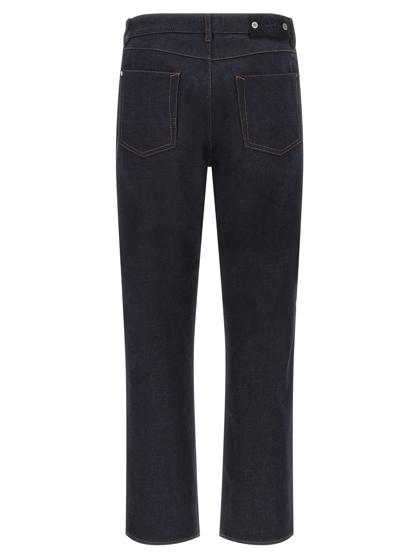 Stone Island Blue Cotton Straight-Leg Jeans Stone Island