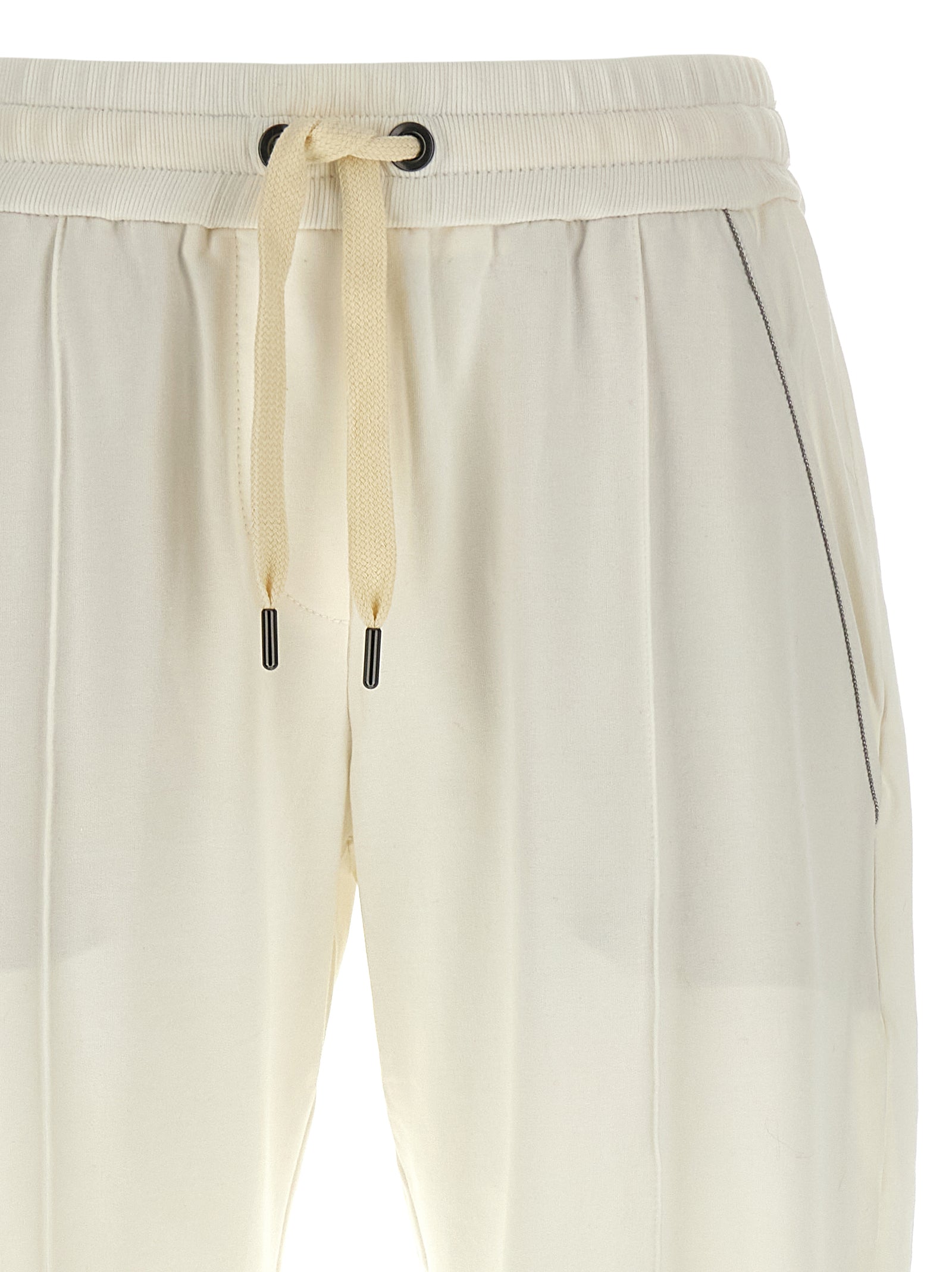 Brunello Cucinelli White Cotton Joggers (Workout Pants) Brunello Cucinelli