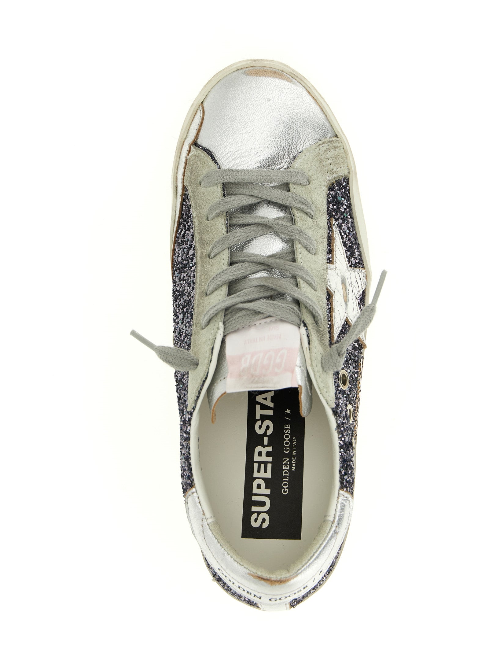 Golden Goose Silver Leather Low Top Sneakers Golden Goose