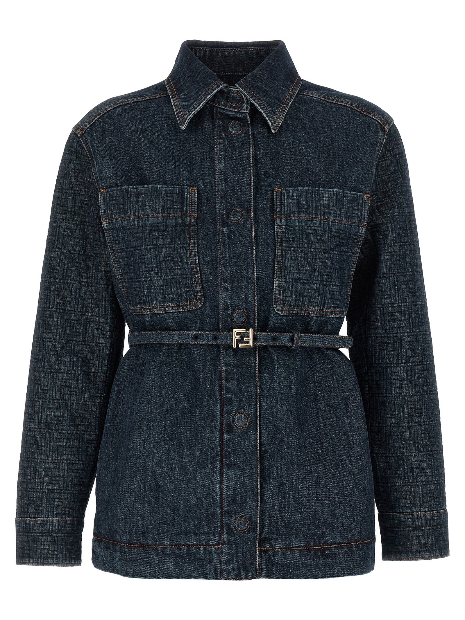 Fendi Blue Cotton Denim Jacket Fendi