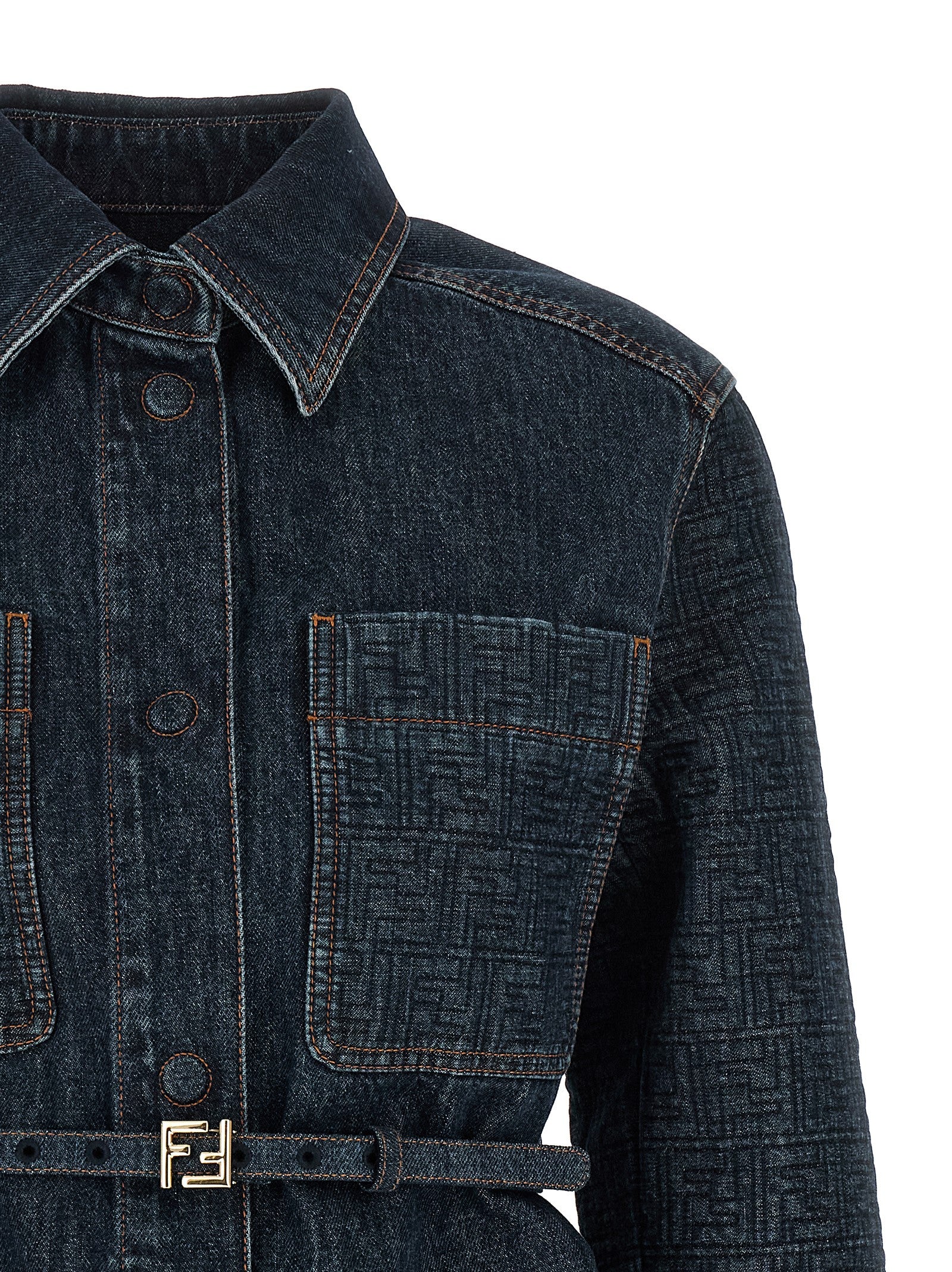 Fendi Blue Cotton Denim Jacket Fendi
