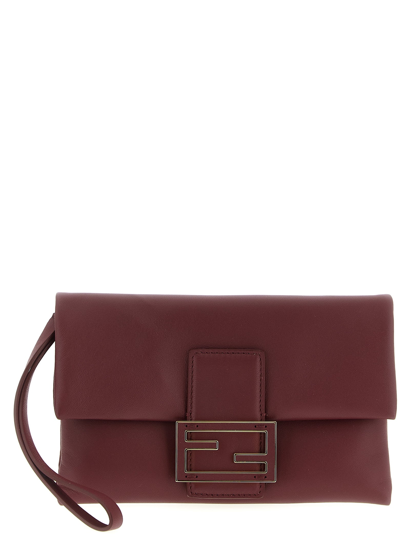 Fendi Bordeaux Lamb Leather Clutch Bag Fendi