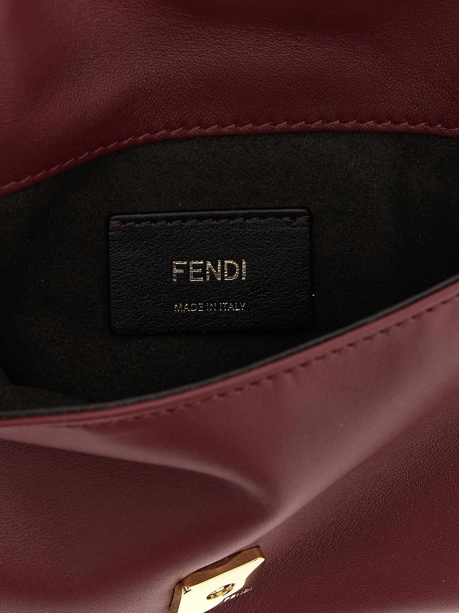 Fendi Bordeaux Lamb Leather Clutch Bag Fendi