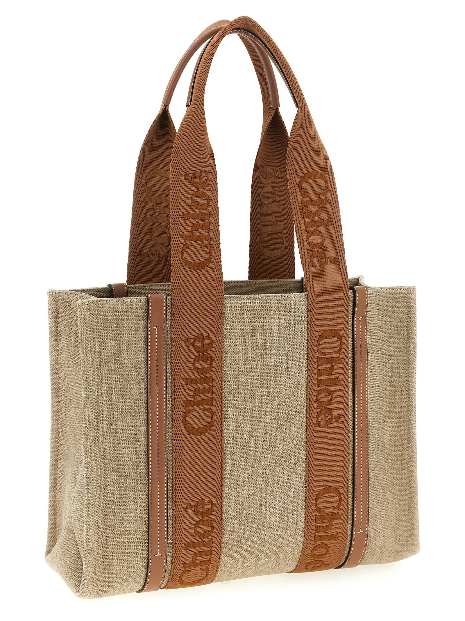 Chloé Brown Linen Tote Bag Chloé