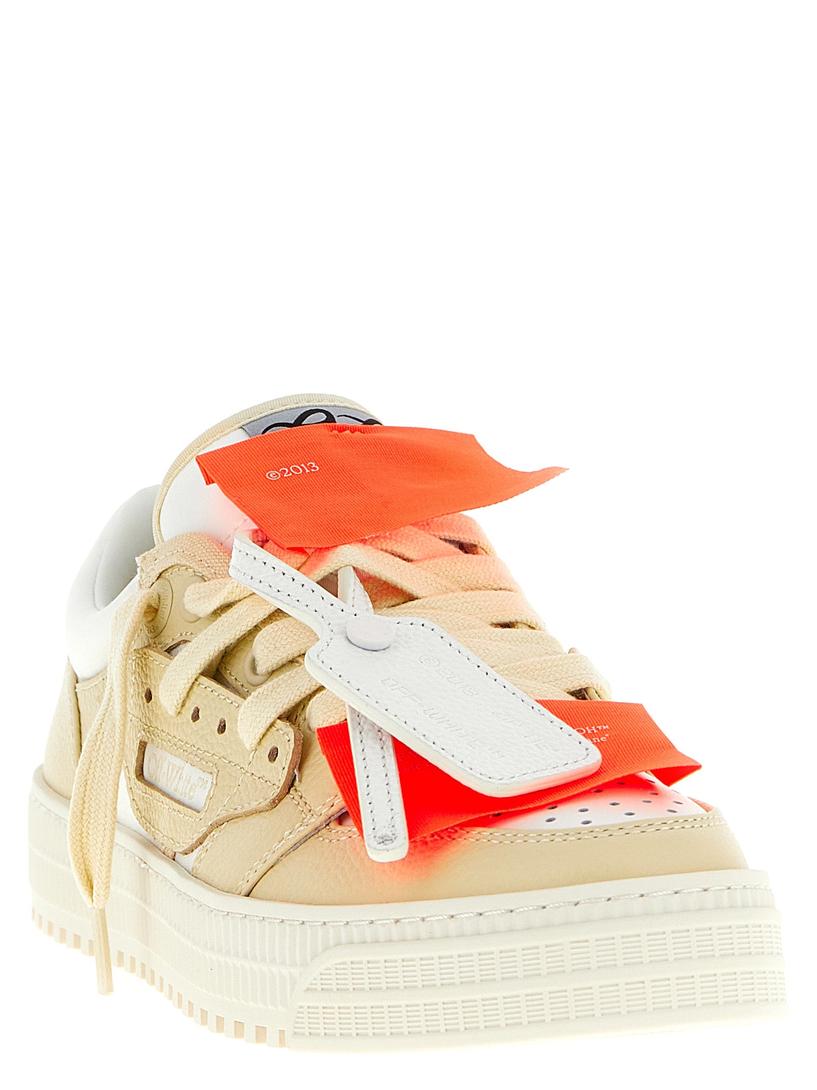 Off-White Beige Leather Low Top Sneakers Off-White
