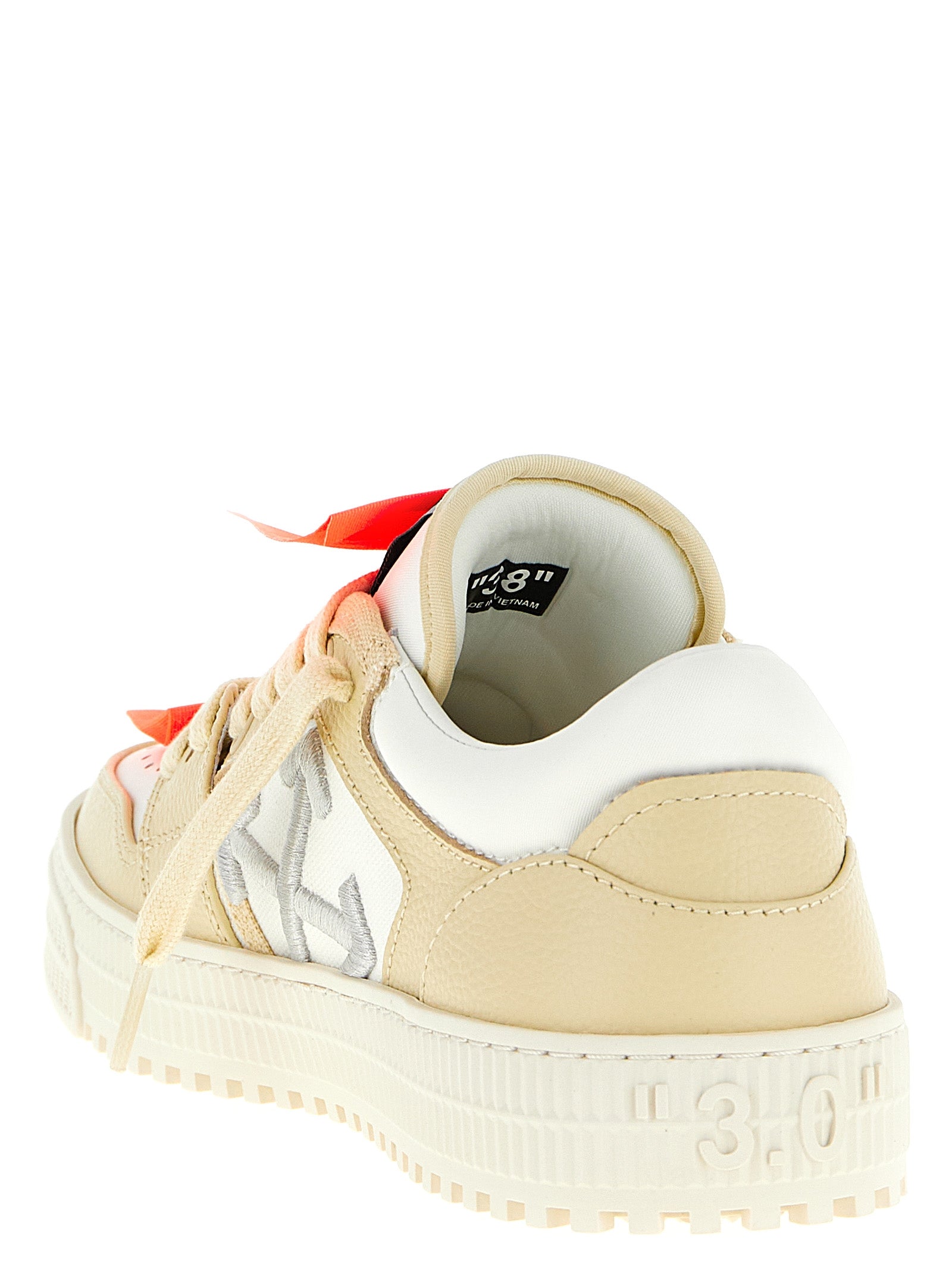 Off-White Beige Leather Low Top Sneakers Off-White