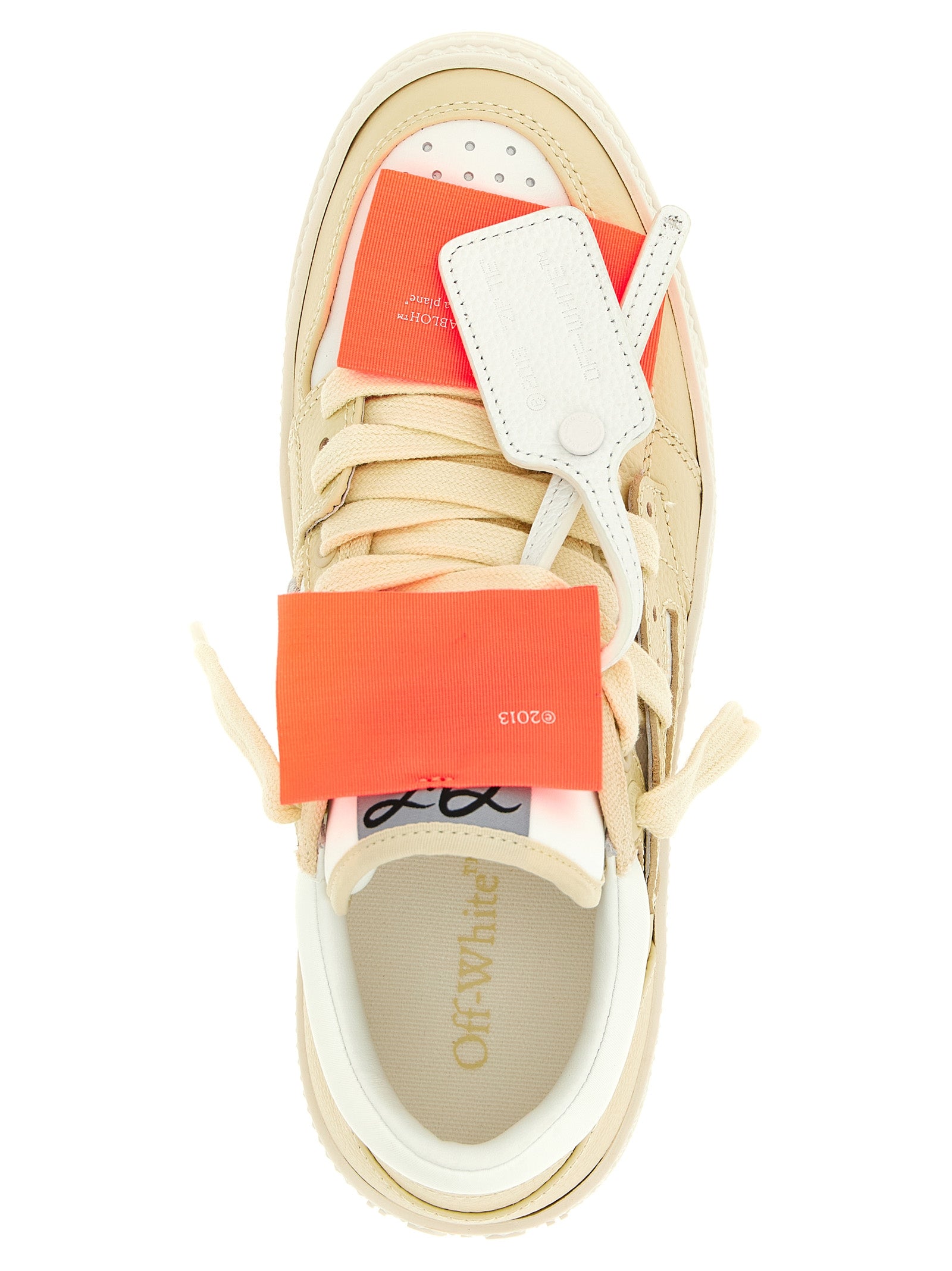 Off-White Beige Leather Low Top Sneakers Off-White