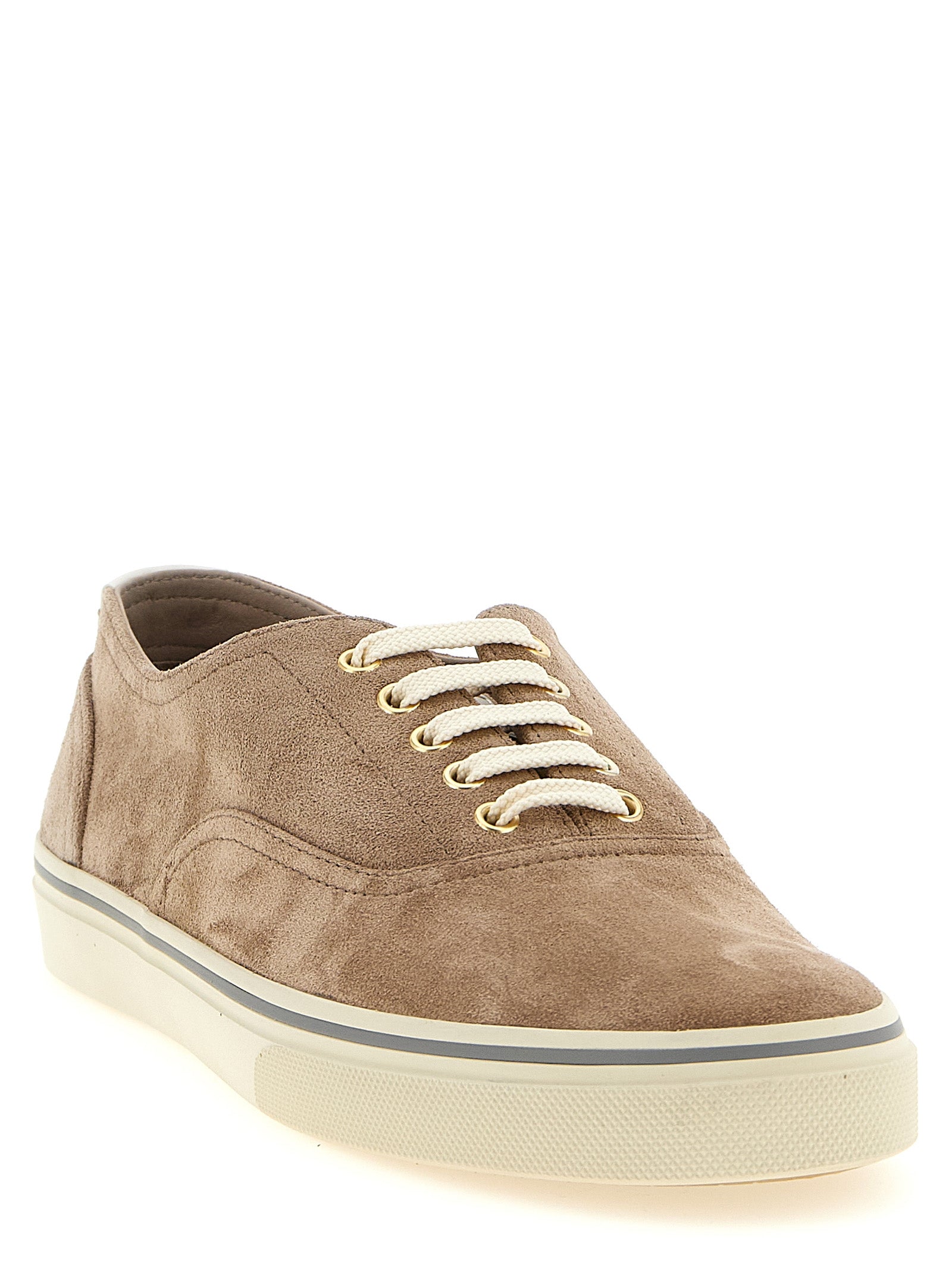 Brunello Cucinelli Beige Calfskin Low Top Sneakers Brunello Cucinelli