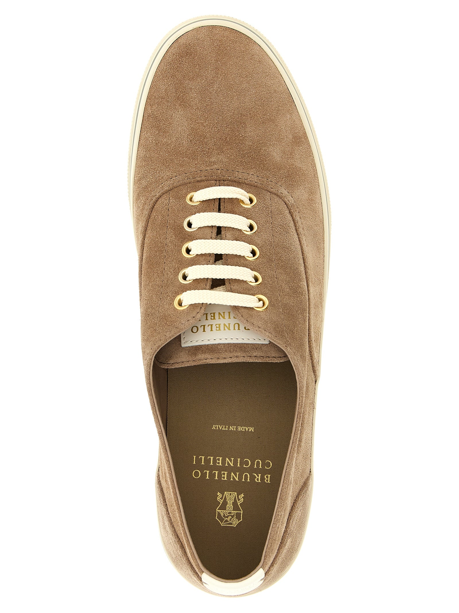 Brunello Cucinelli Beige Calfskin Low Top Sneakers Brunello Cucinelli