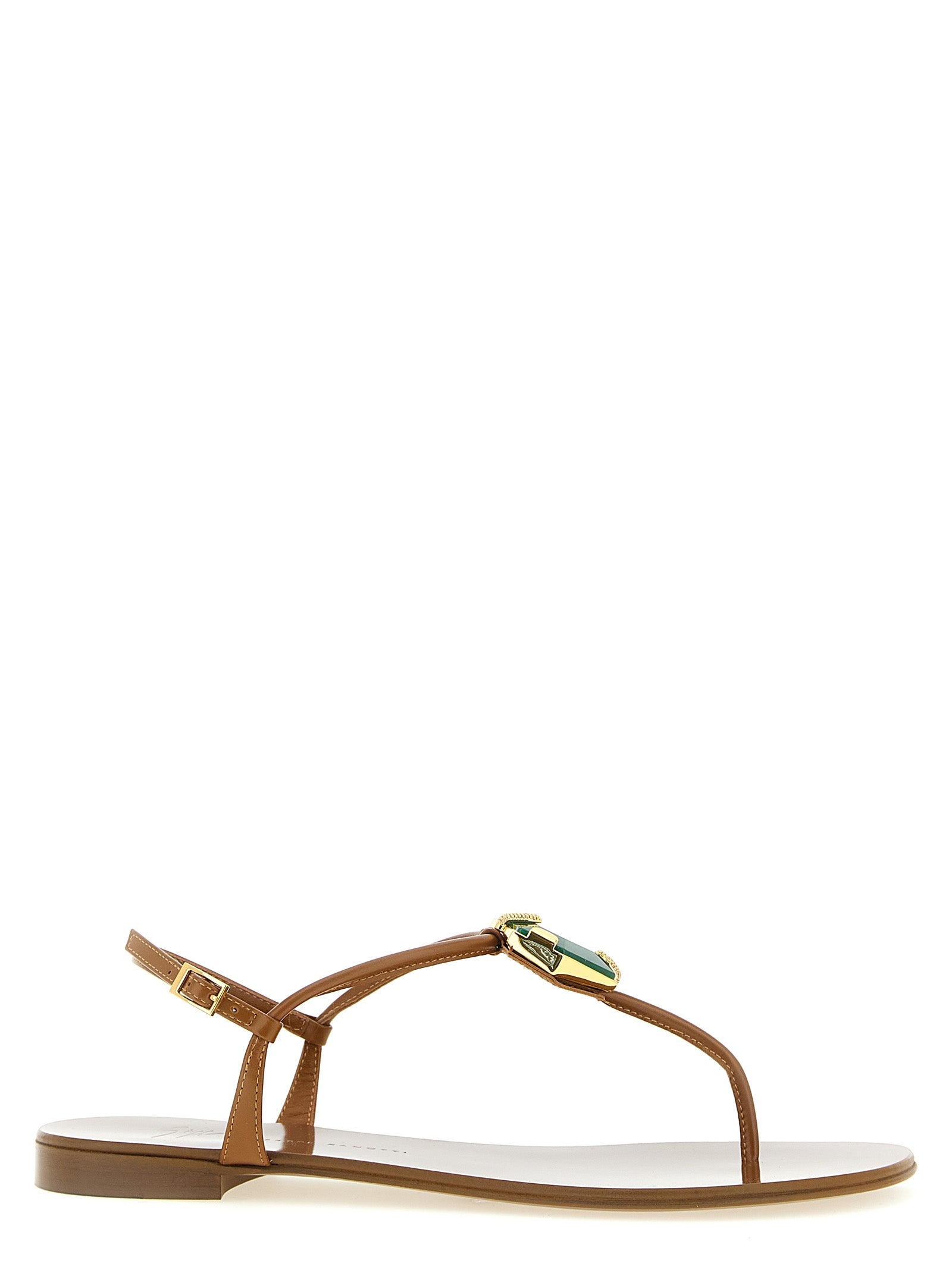 Giuseppe Zanotti Brown Lamb Leather Flat Sandals