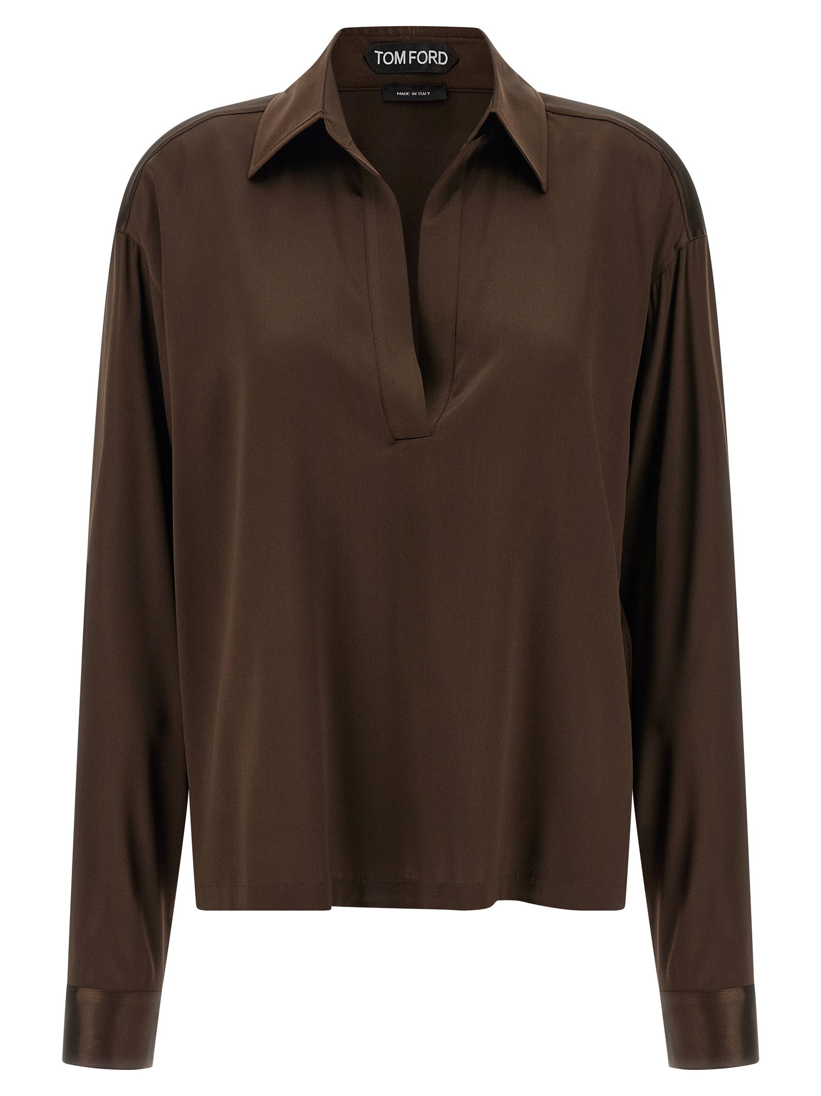 Tom Ford Brown Silk Polo Shirt Tom Ford