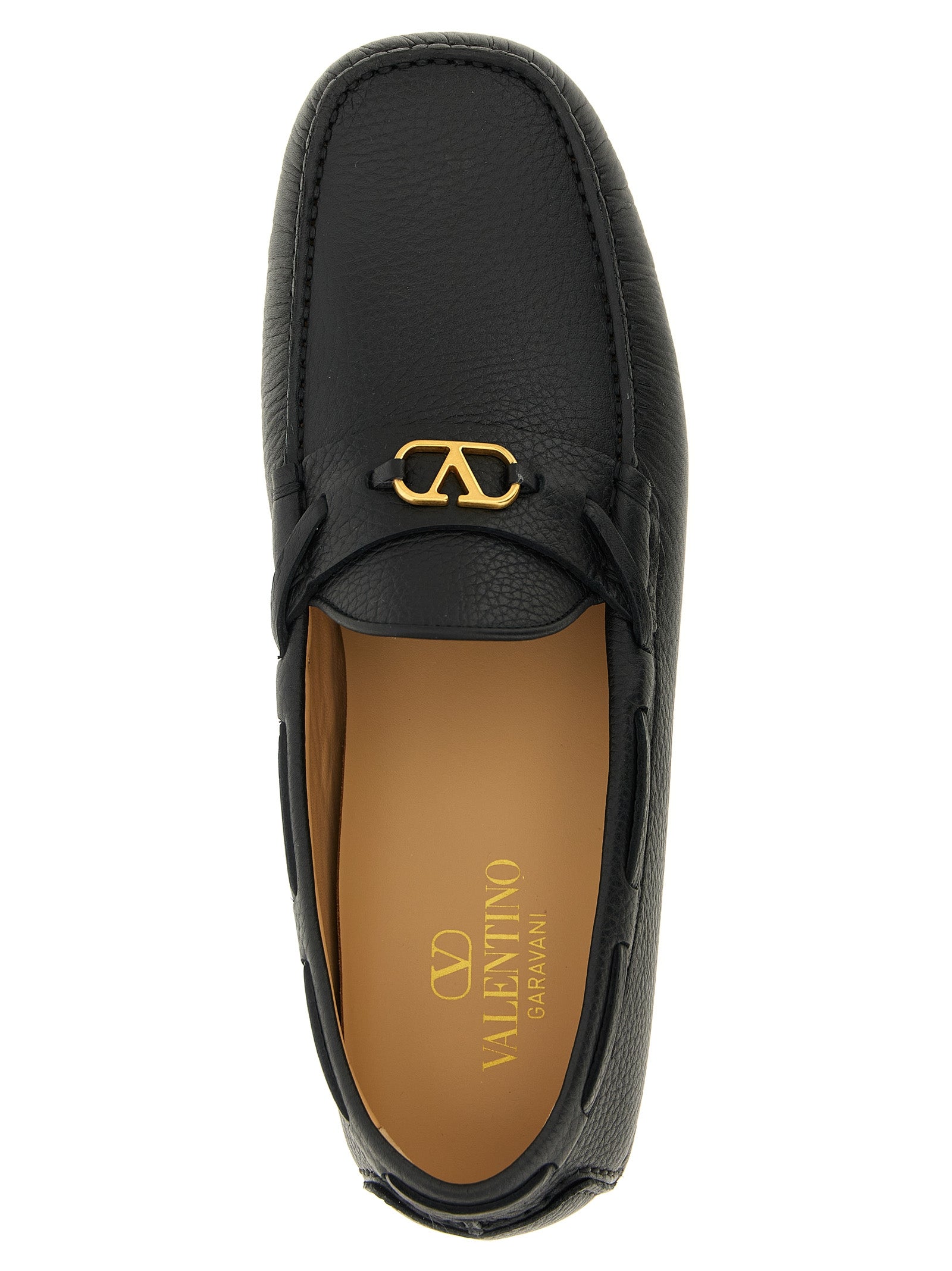 Valentino Garavani Black Calfskin Slip-On Loafers Valentino Garavani