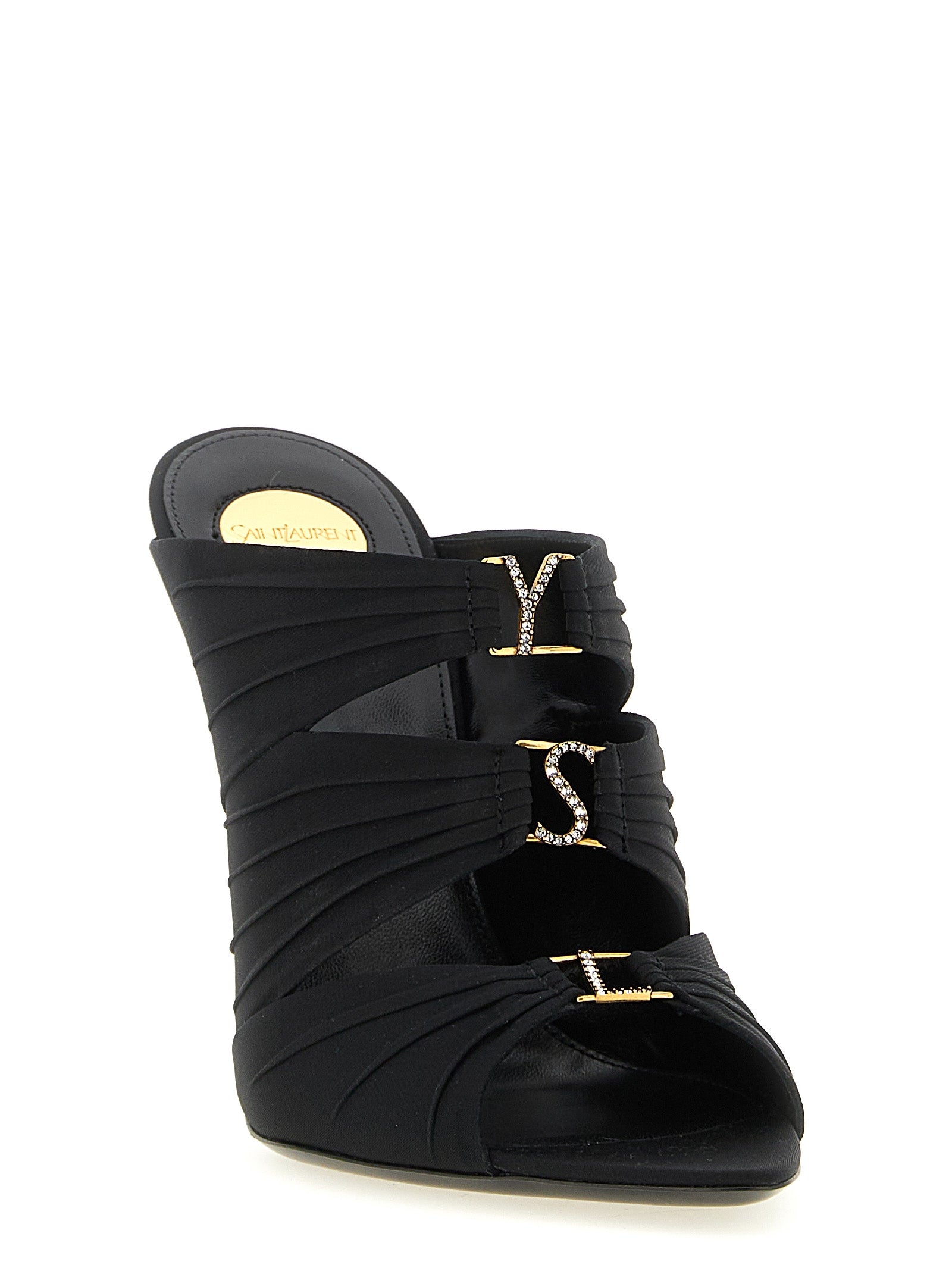 Saint Laurent Black Viscose Stiletto Heel Sandals Saint Laurent