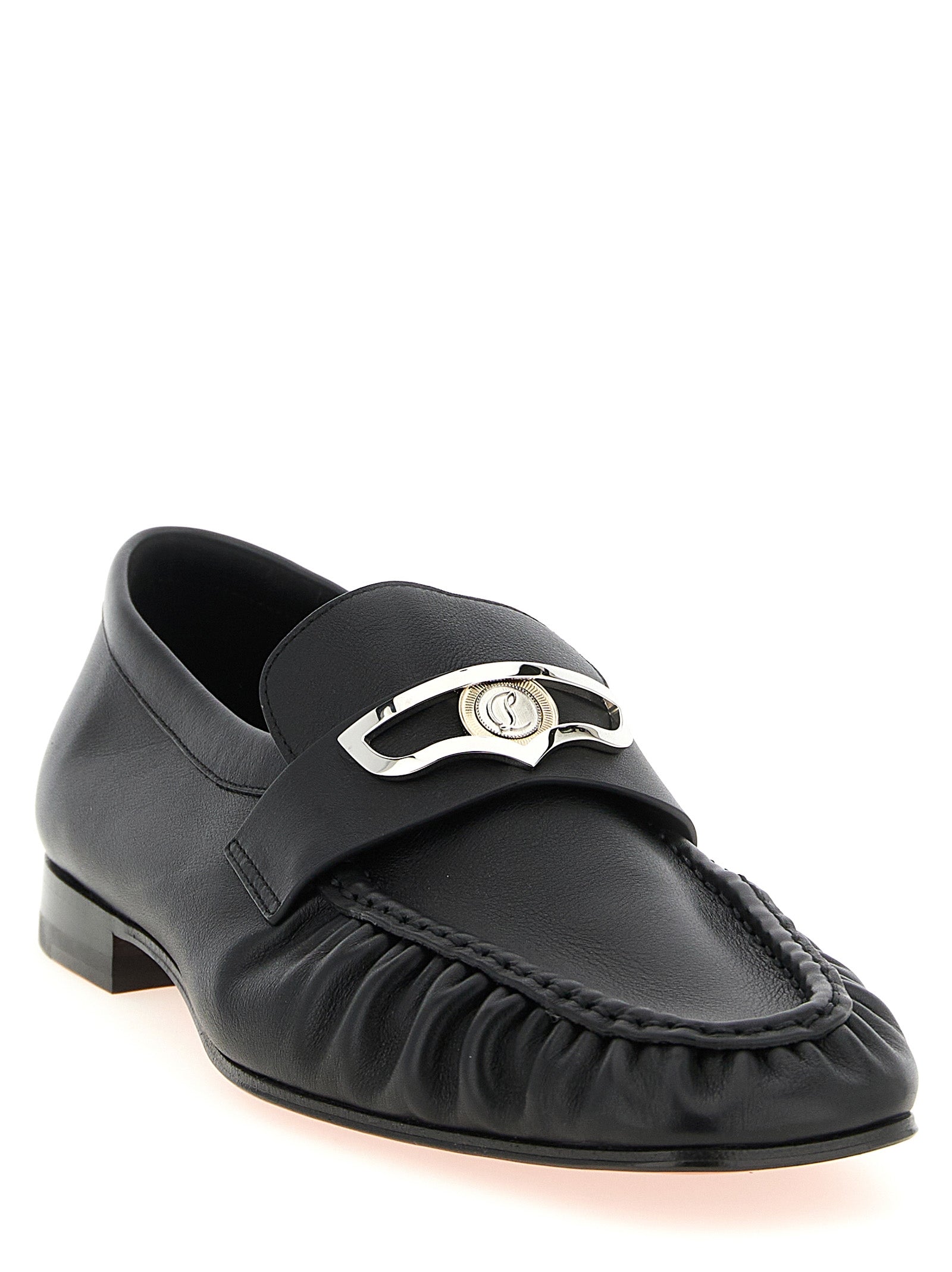 Christian Louboutin Black Calfskin Slip-On Loafers Christian Louboutin