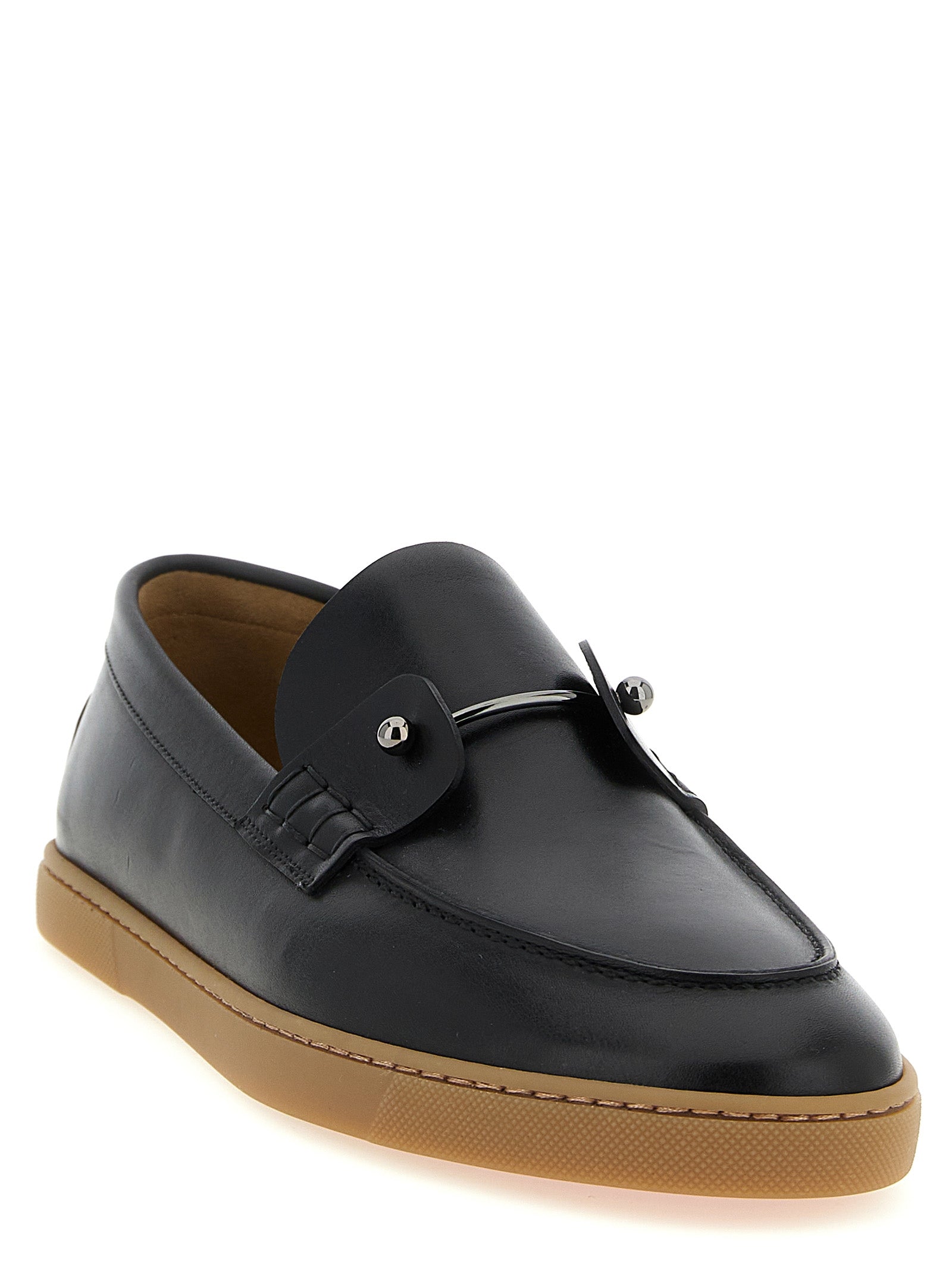Christian Louboutin Black Calfskin Slip-On Loafers Christian Louboutin