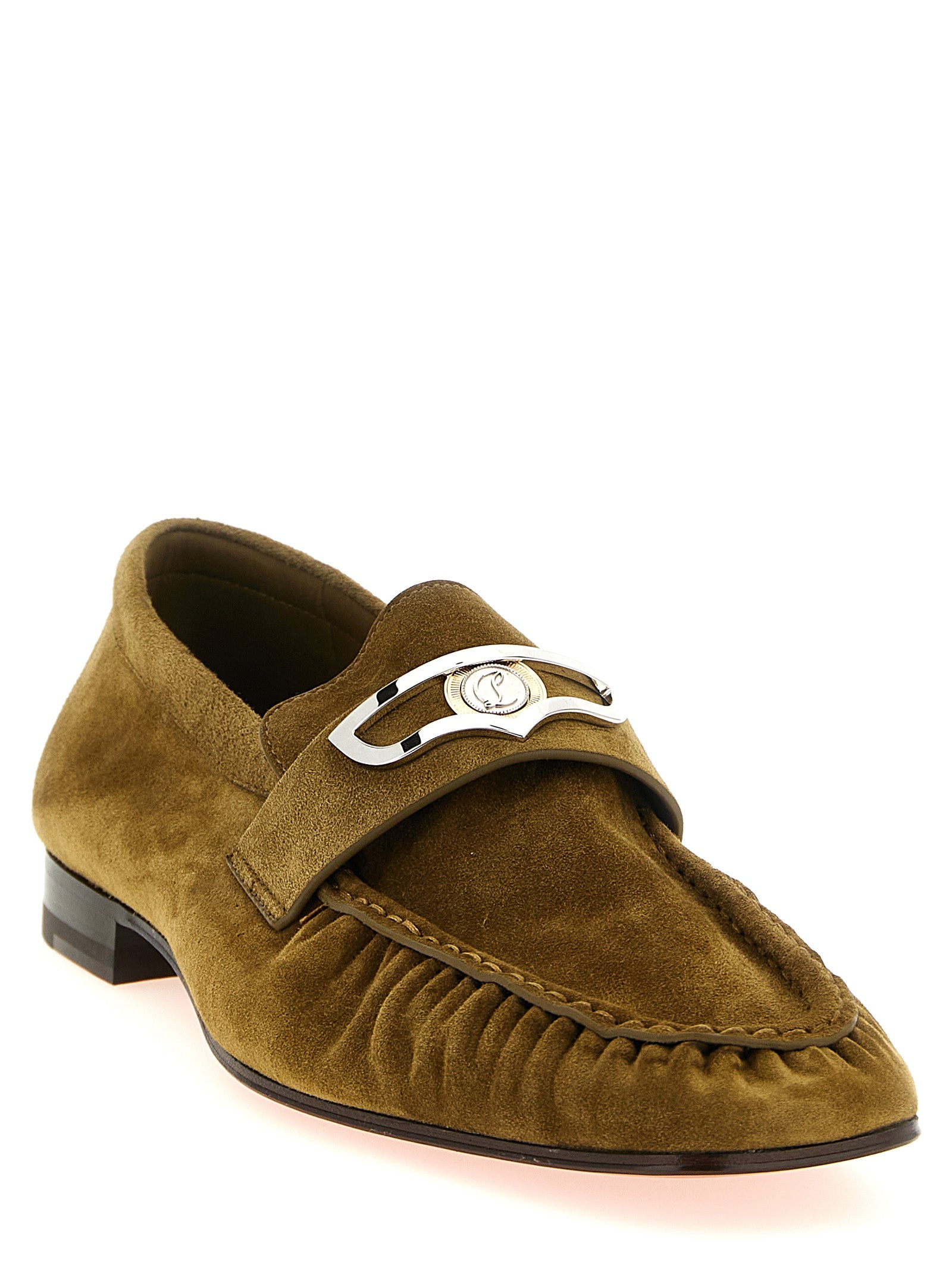 Christian Louboutin Brown Calfskin Slip-On Loafers Christian Louboutin