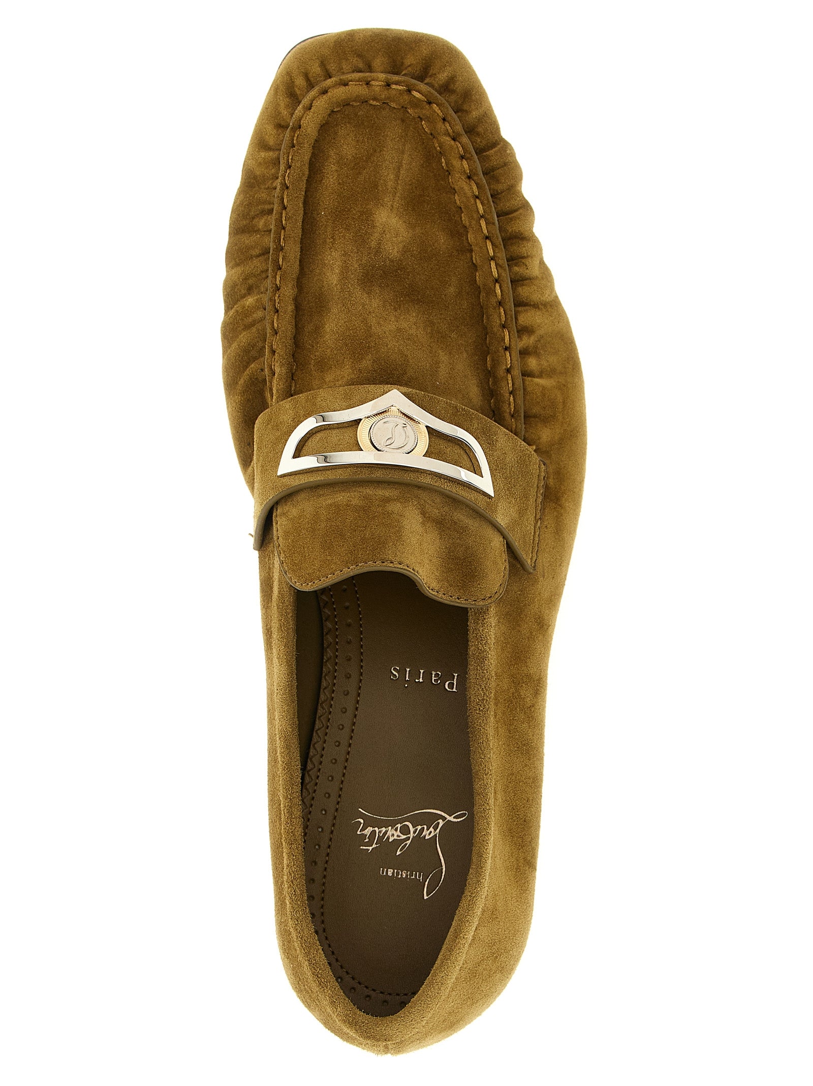 Christian Louboutin Brown Calfskin Slip-On Loafers Christian Louboutin