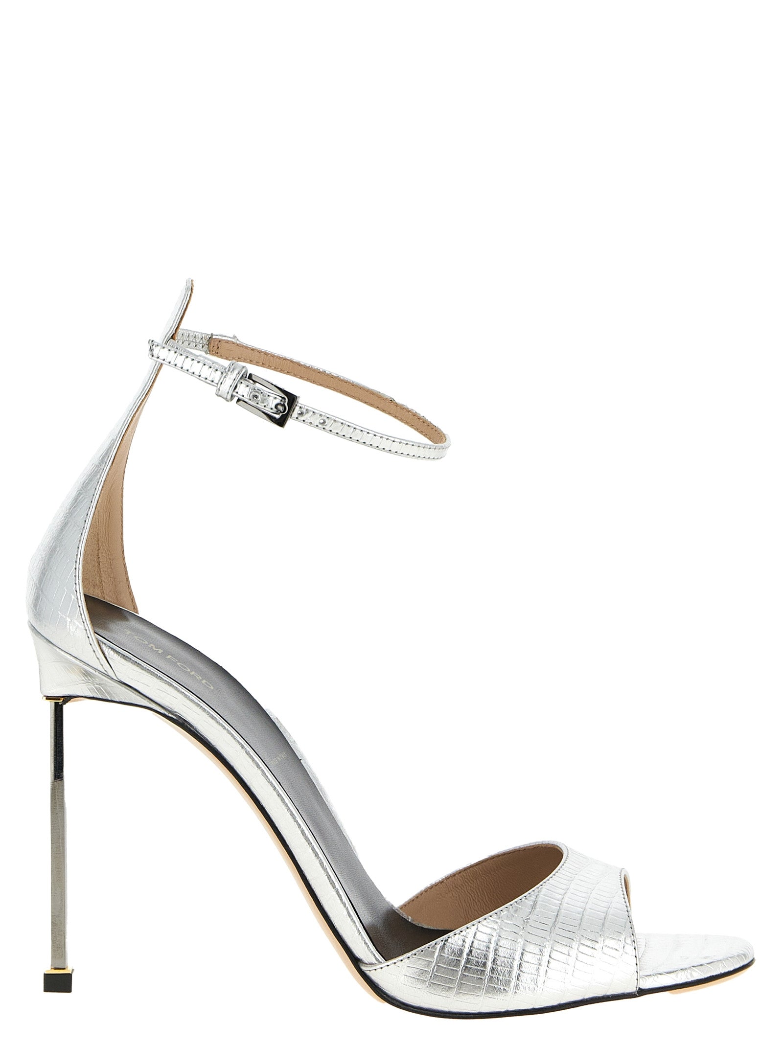 Tom Ford Silver Leather Stiletto Heel Sandals Tom Ford