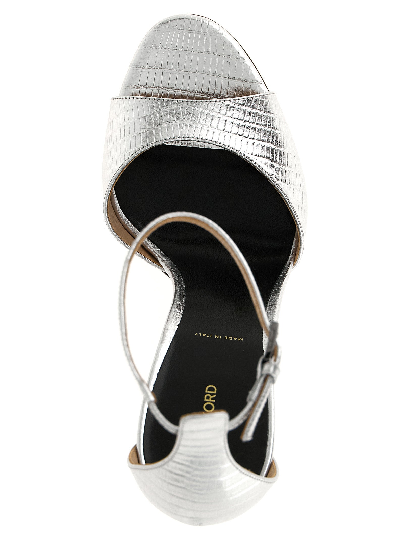 Tom Ford Silver Leather Stiletto Heel Sandals Tom Ford