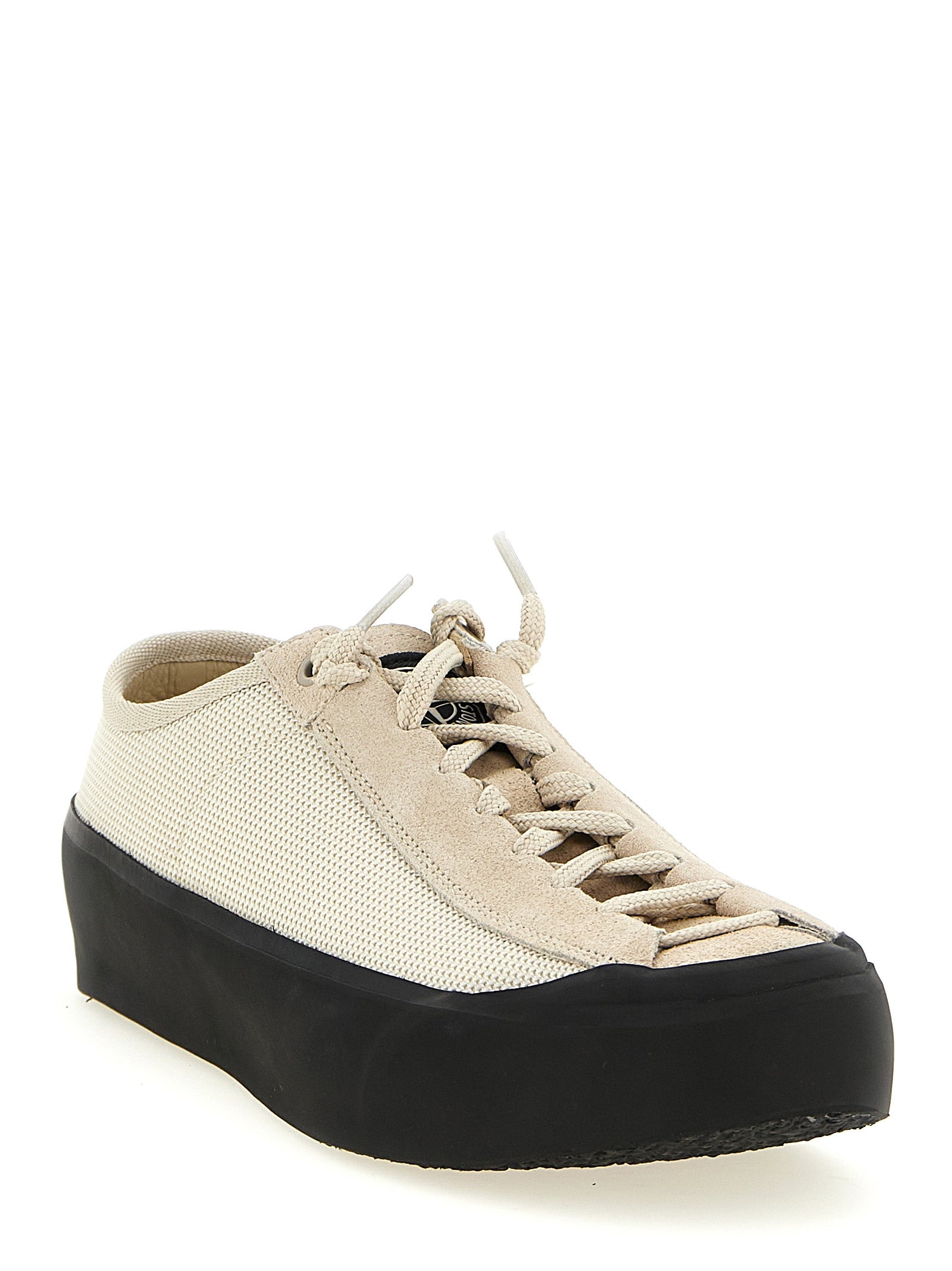 Stone Island Beige Calfskin Low Top Sneakers Stone Island