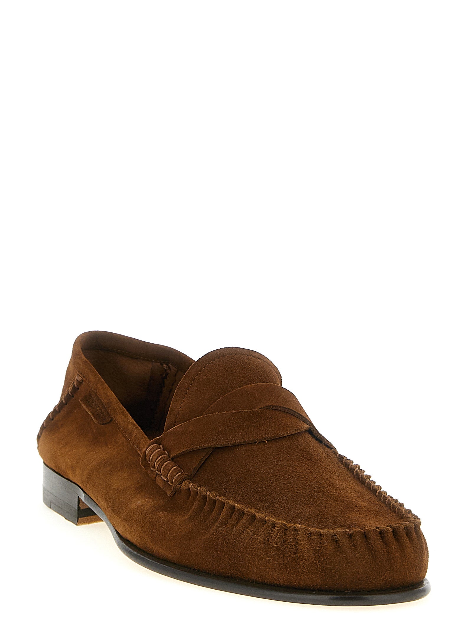 Tom Ford Brown Suede Leather Slip-On Loafers Tom Ford