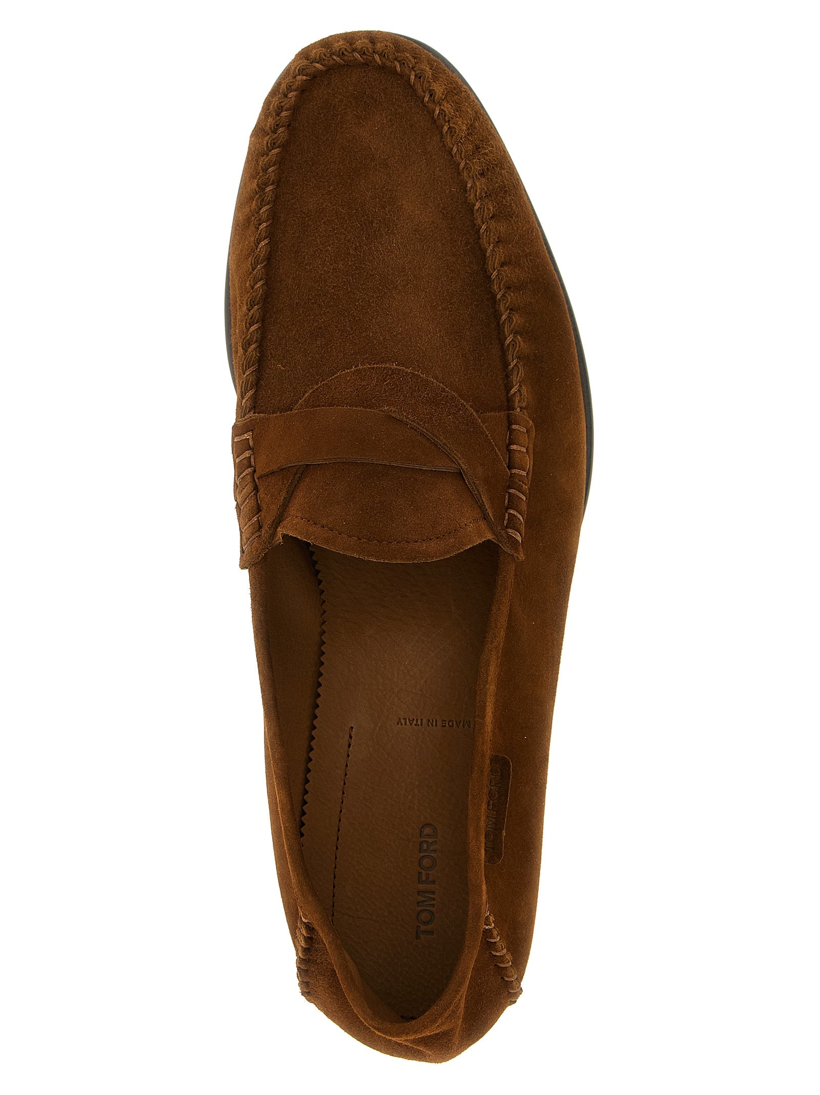Tom Ford Brown Suede Leather Slip-On Loafers Tom Ford