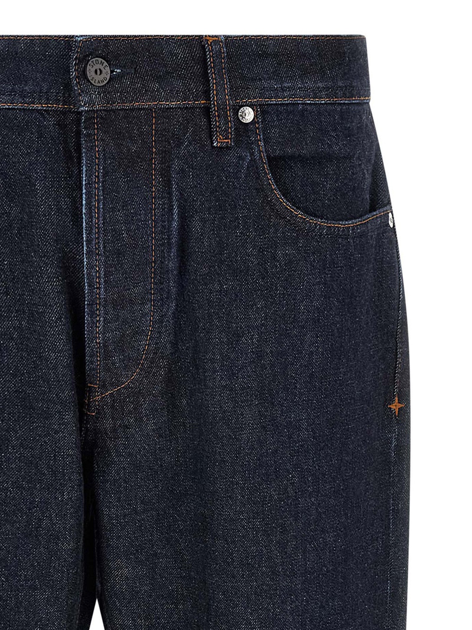 Stone Island Blue Cotton Straight-Leg Jeans Stone Island