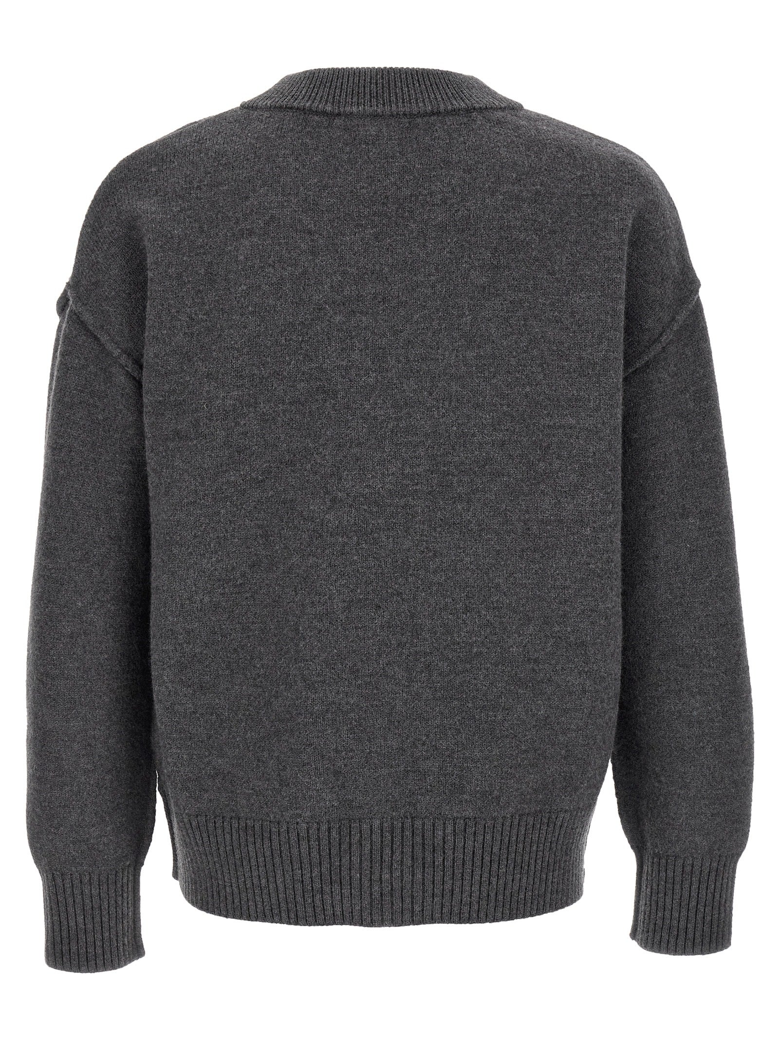 Ami Paris Gray Wool Cardigan Ami Paris