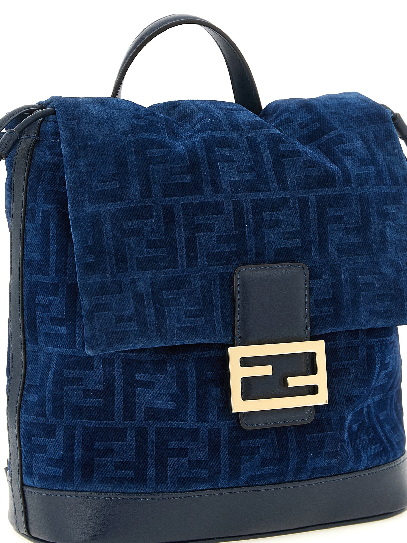 Fendi Blue Cotton Backpack Fendi