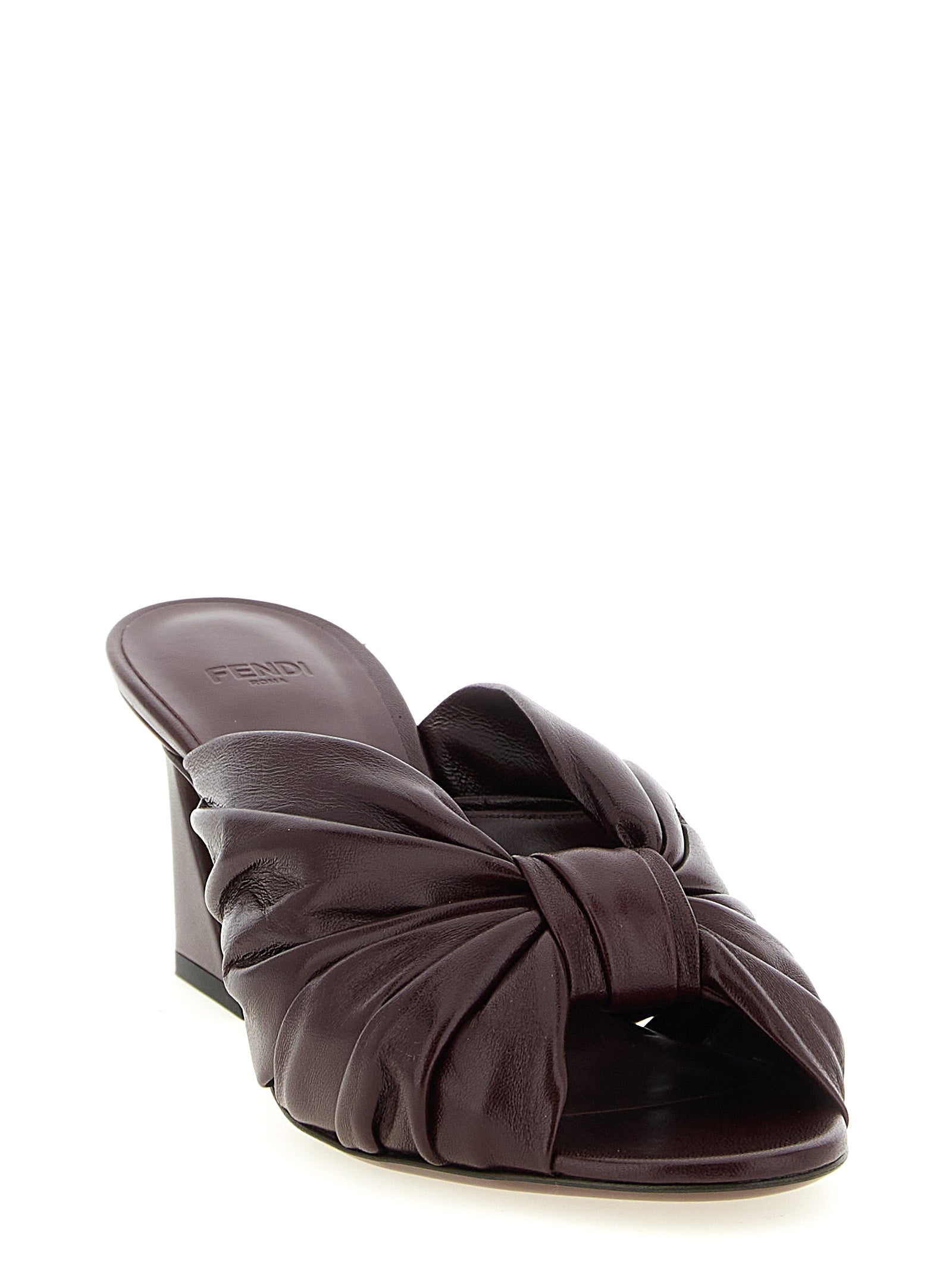 Fendi Bordeaux Lamb Leather Platform Sandals Fendi