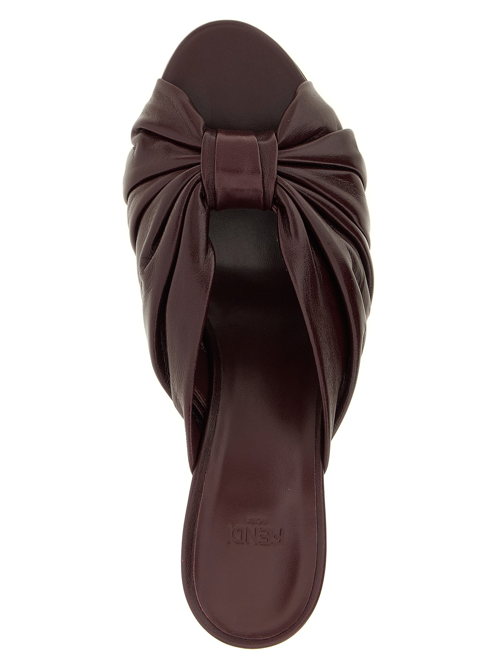 Fendi Bordeaux Lamb Leather Platform Sandals Fendi