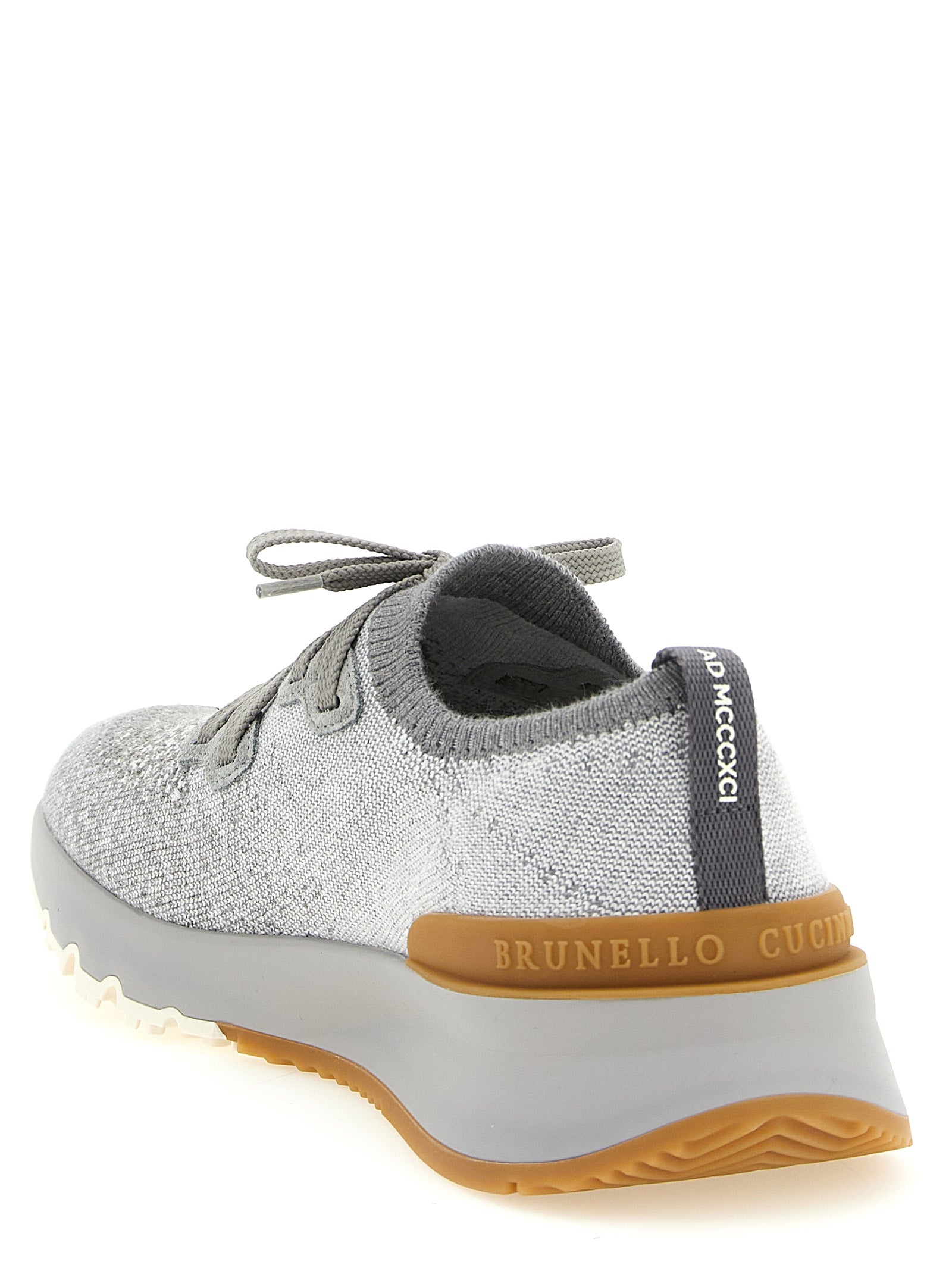Brunello Cucinelli Gray Cotton Athletic Sneakers Brunello Cucinelli